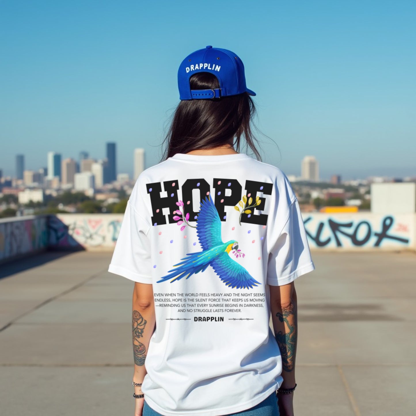 Hope Premium White Oversized Off shoulder Printed T-shirt