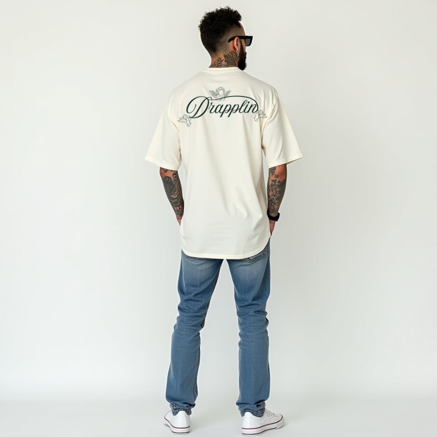 Drapplin Love Unisex Off White Premium Oversized Printed T-shirt