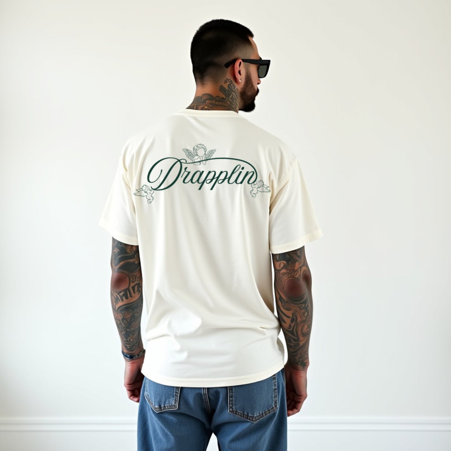 Drapplin Love Unisex Off White Premium Oversized Printed T-shirt