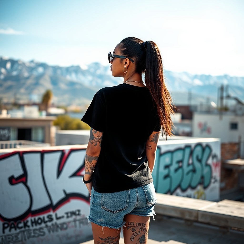 Stability Premium Black Crew Neck Woman's Printed T-shirt