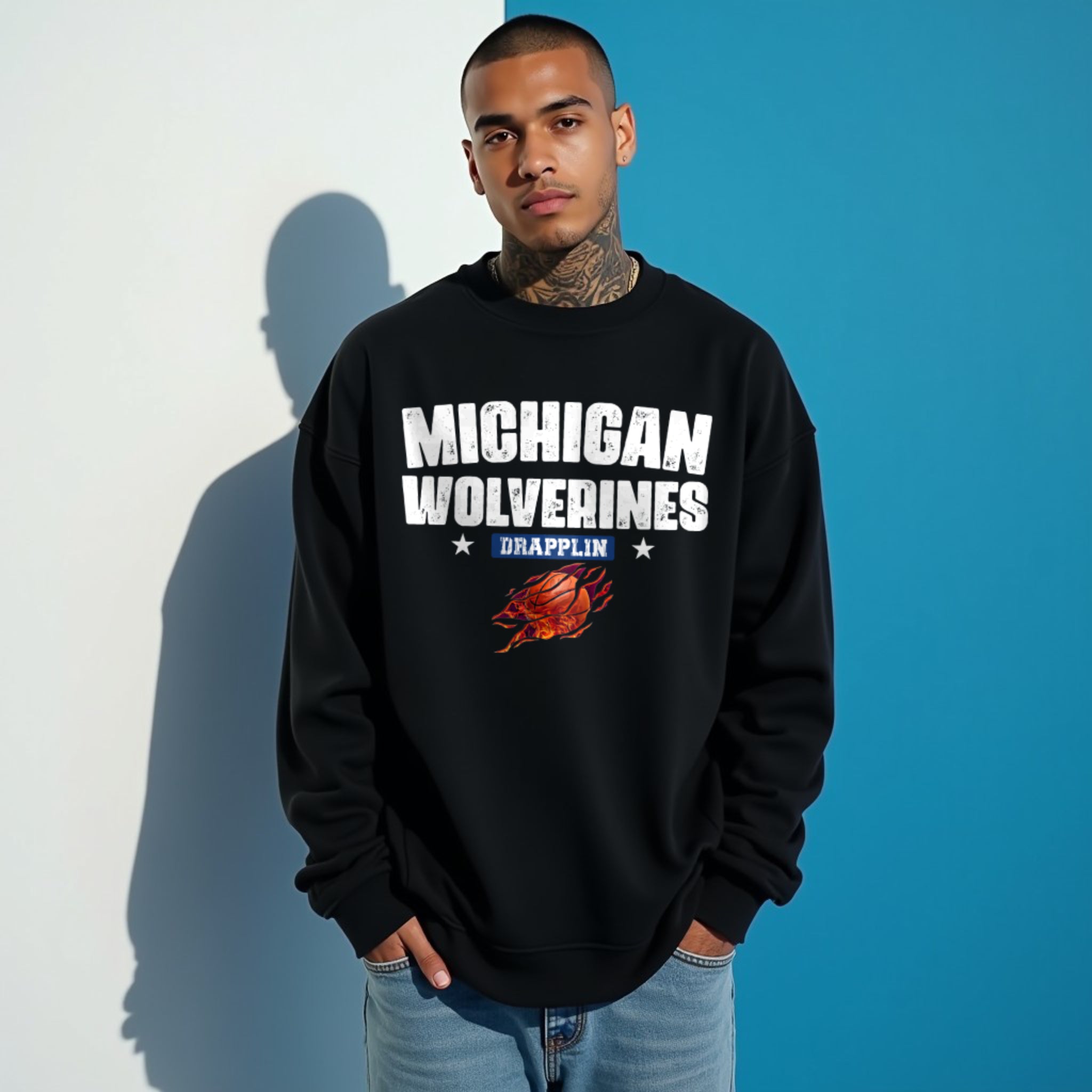 Michigan Unisex Black Premium Oversized Sweatshirt