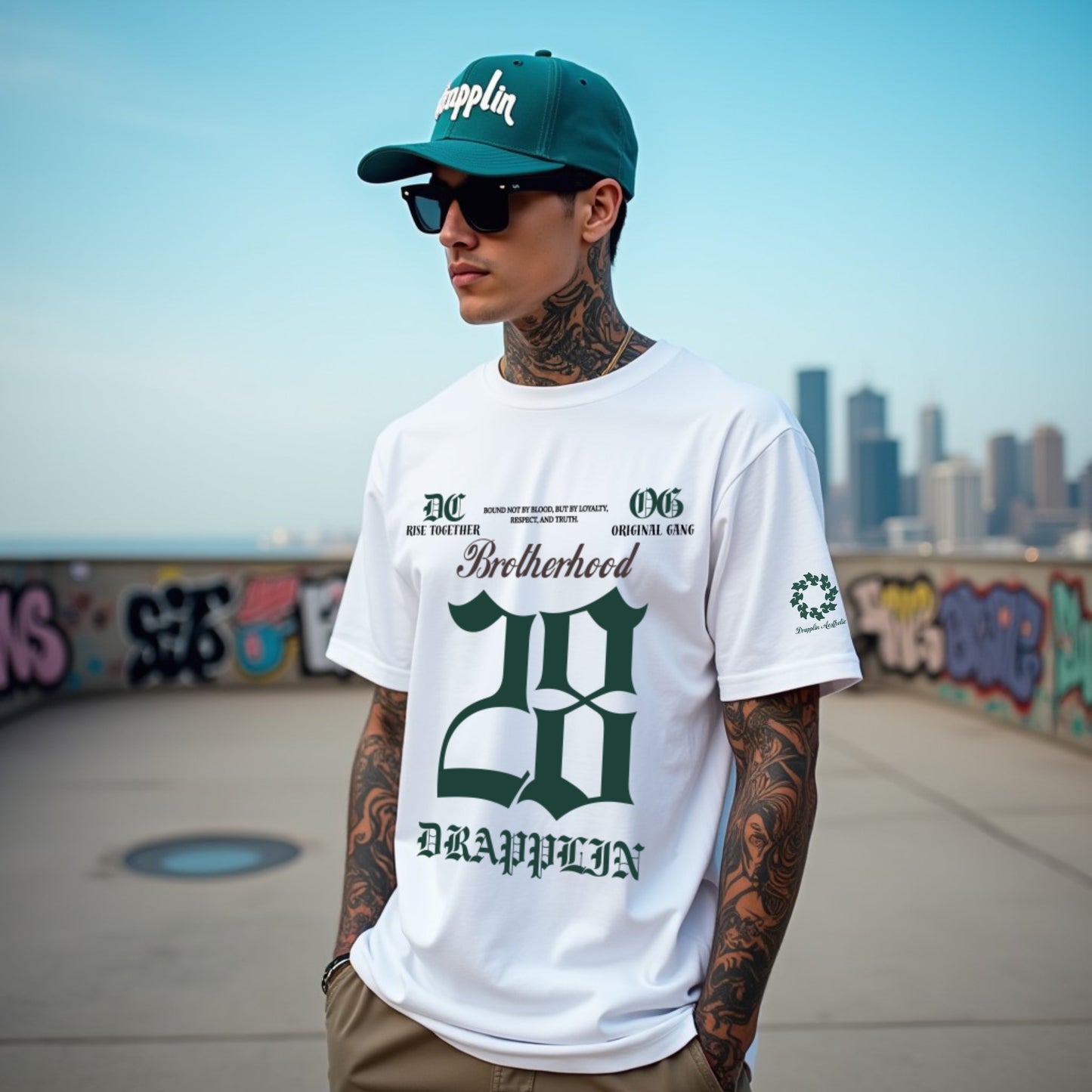 Brotherhood Unisex White Premium Oversized Printed T-shirt