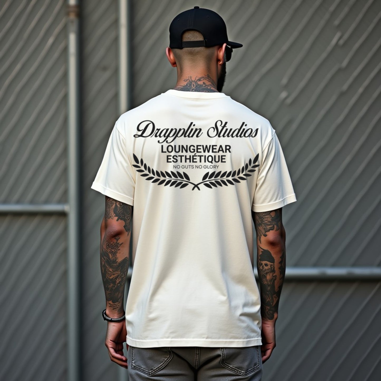 Drapplin Loungewear 280 GSM Unisex Oversized Off White Printed T-shirt