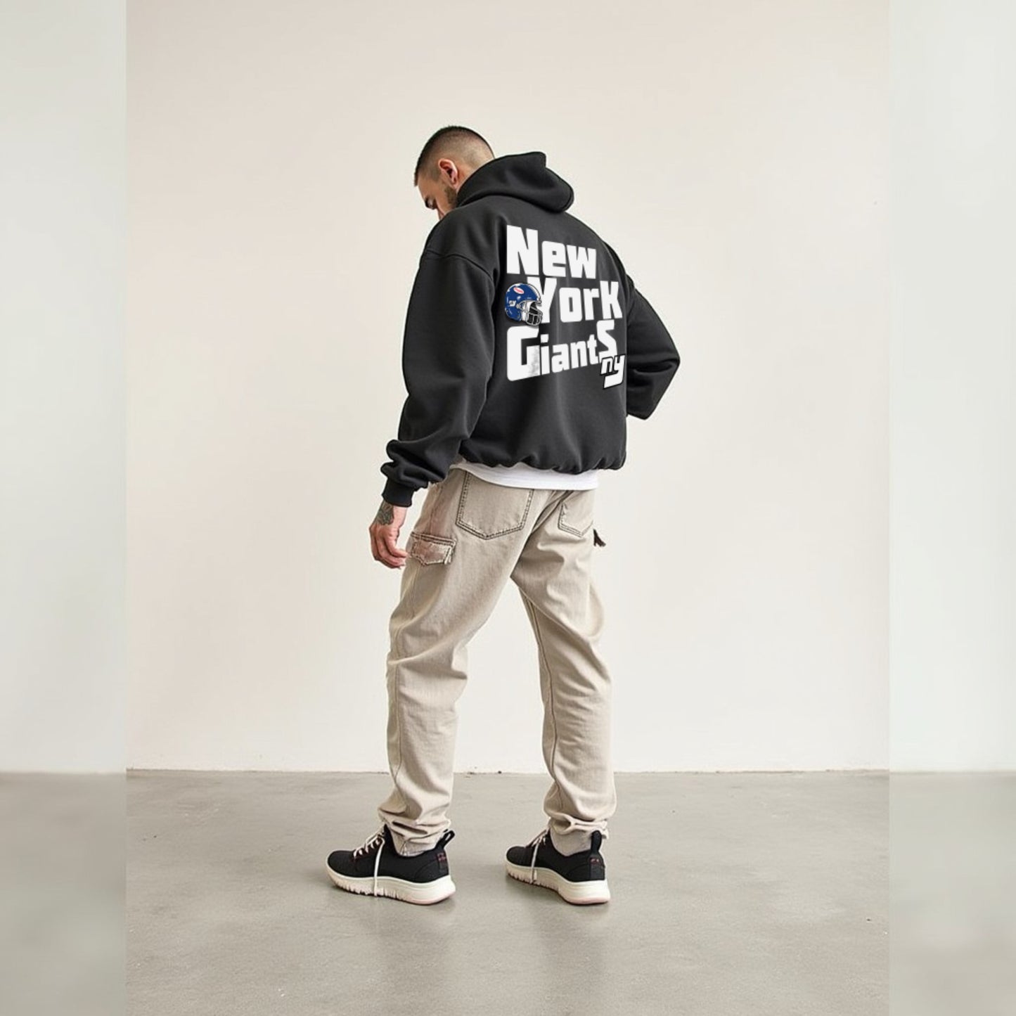 New York Premium Unisex Black Oversized Back Printed Hoodie