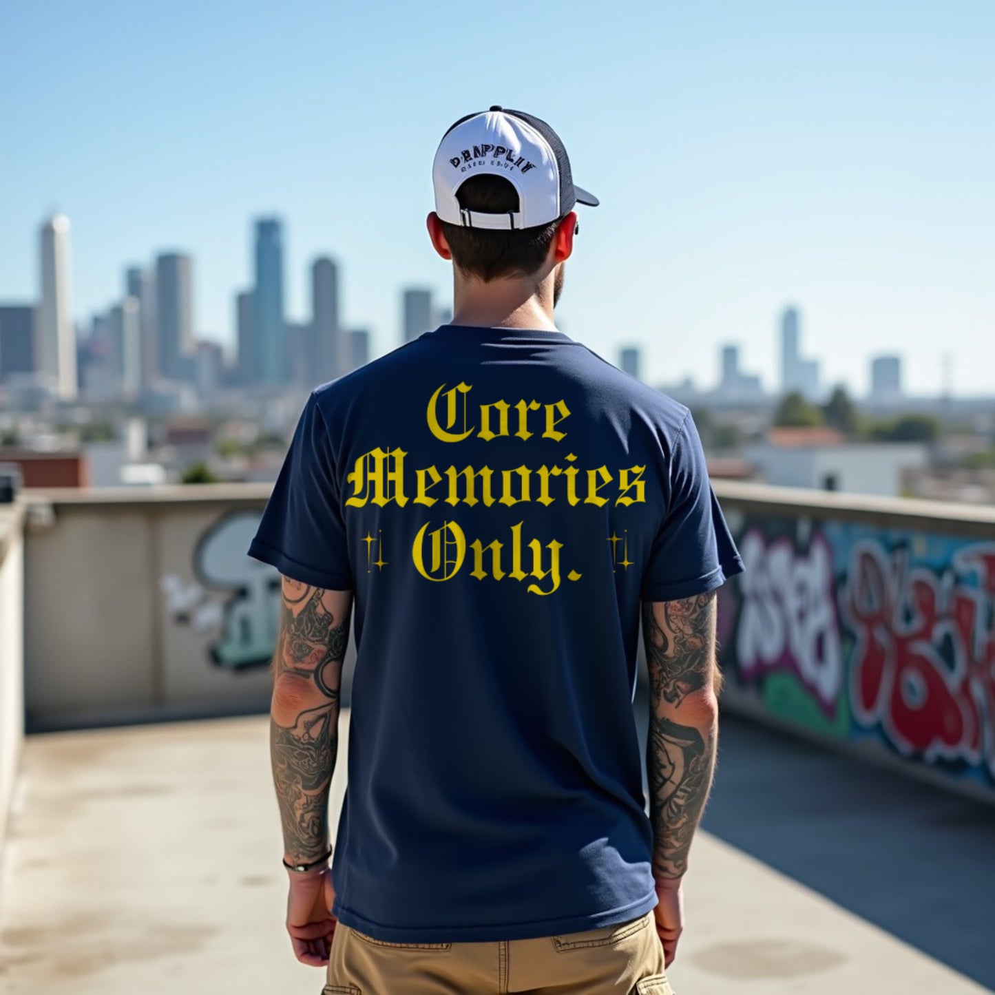 Core Memories Unisex Navy Blue Crew Neck Printed T-shirt