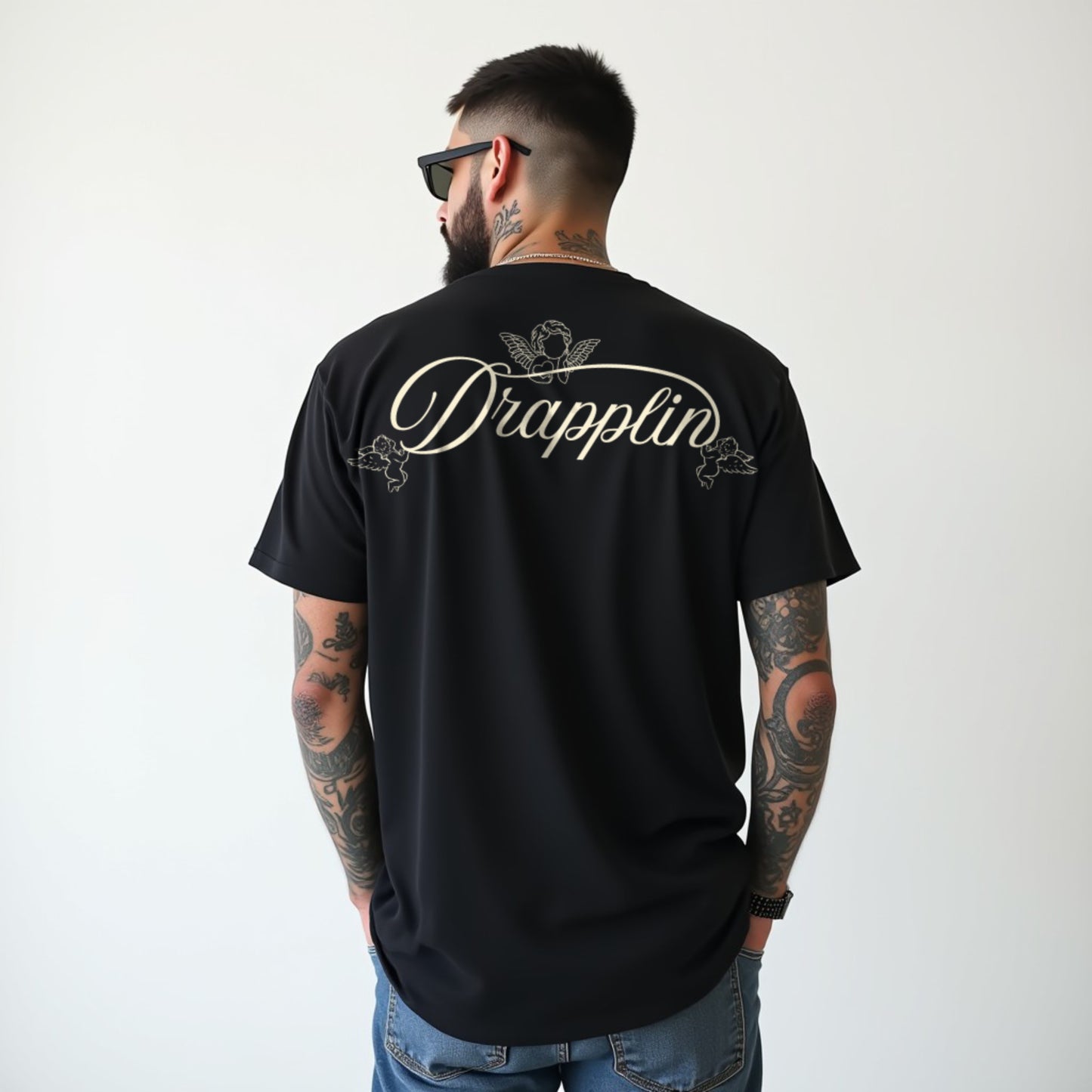Drapplin Love Unisex Black Premium Oversized Printed T-shirt