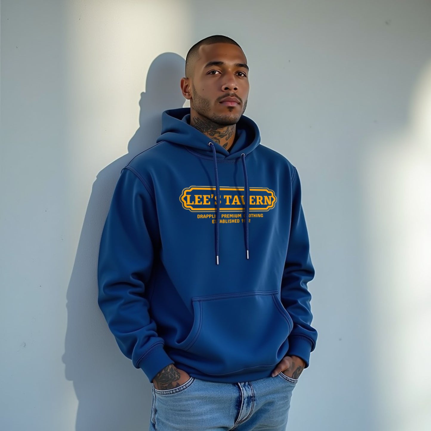 Tavern Unisex Regular Fit Royal Blue Printed Hoodie