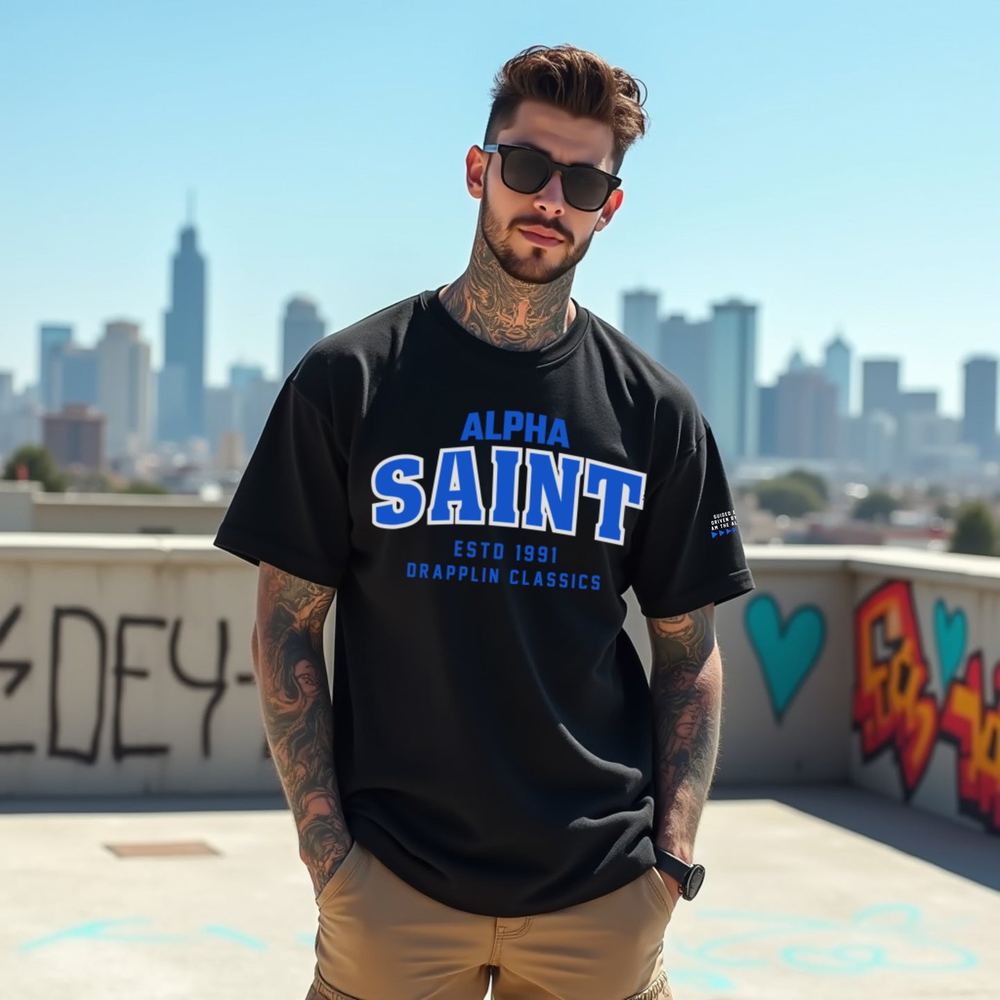 Saint Unisex Black Premium Oversized Typographic Printed T-shirt