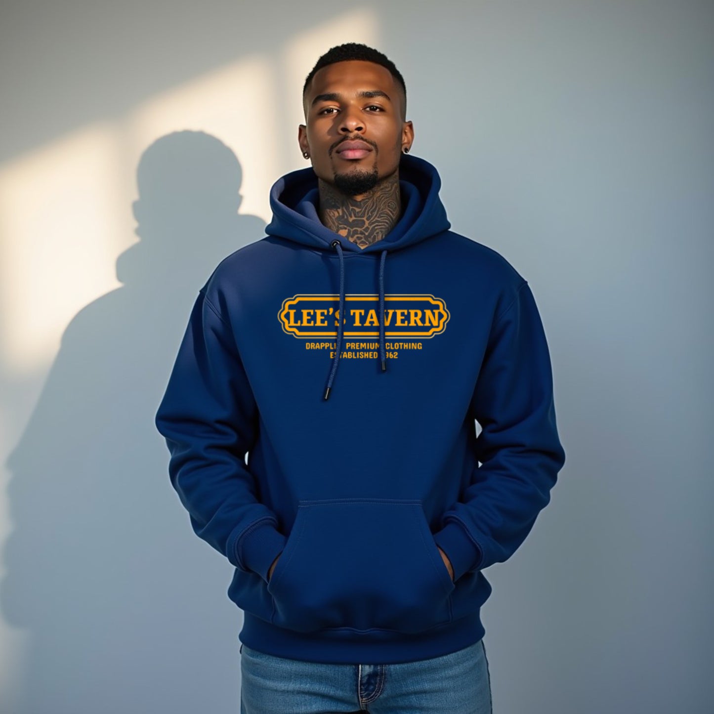 Tavern Unisex Regular Fit Royal Blue Printed Hoodie