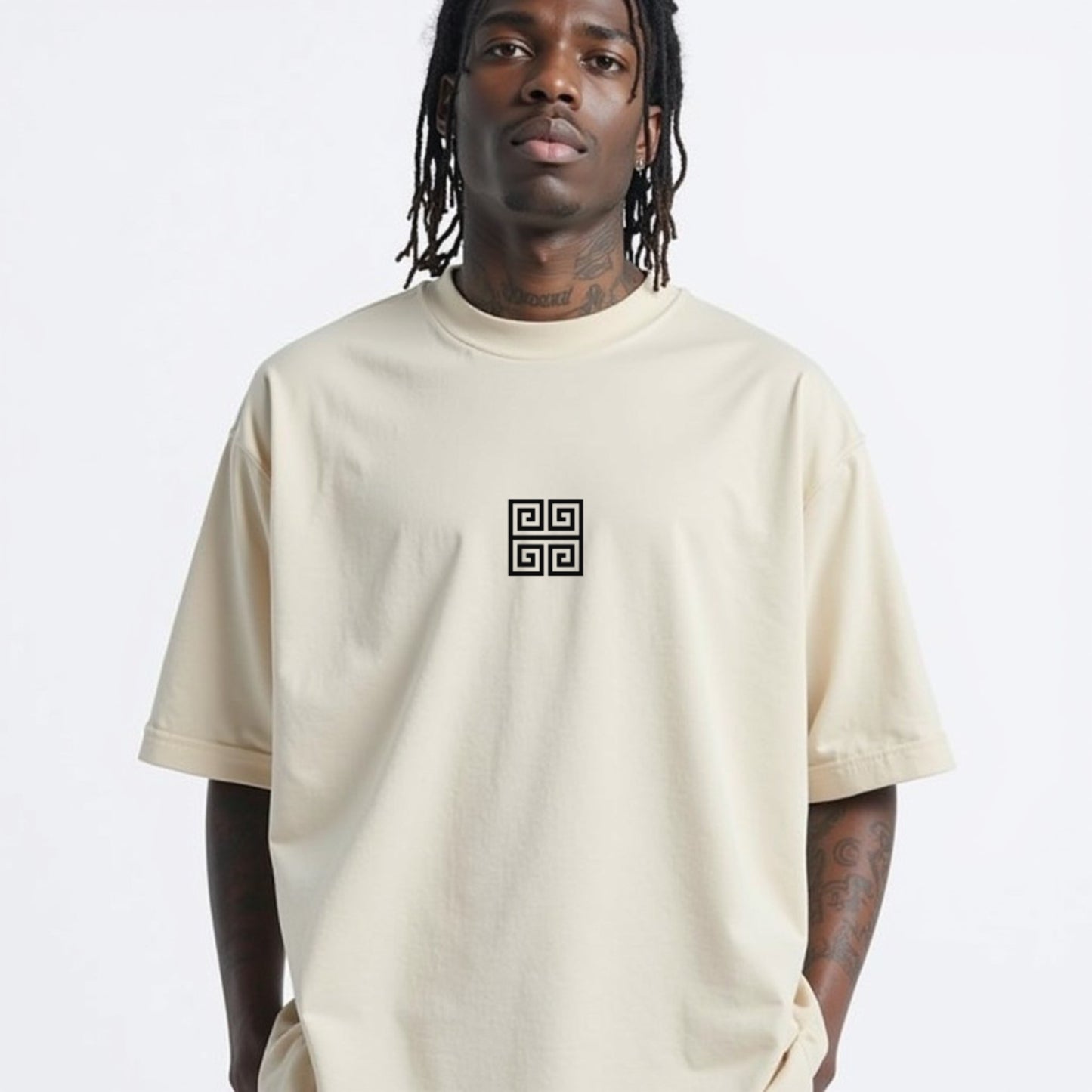 Drapplin Loungewear 280 GSM Unisex Oversized Off White Printed T-shirt