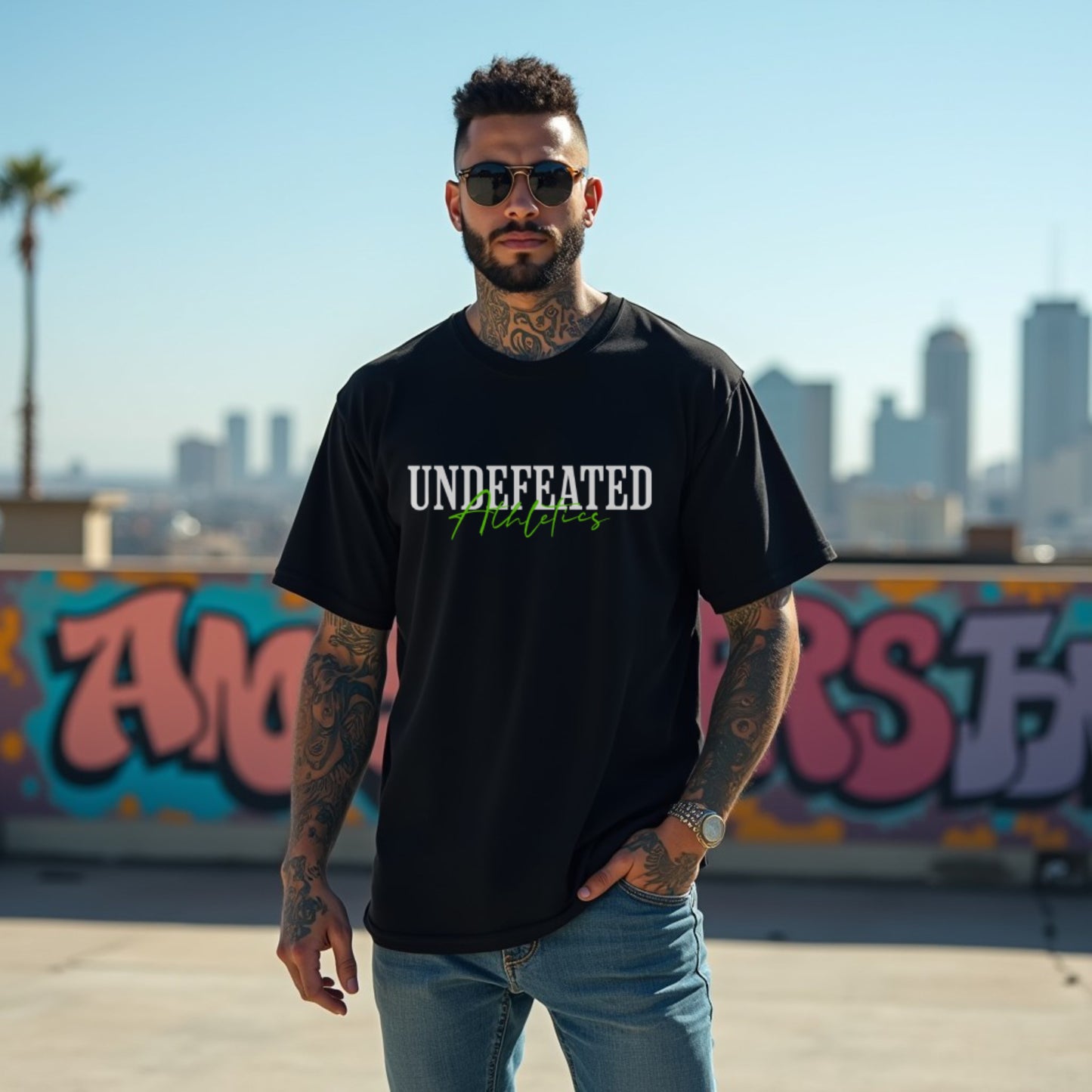 Undefeated Premium Black Oversized Typography Back Printed T-shirt