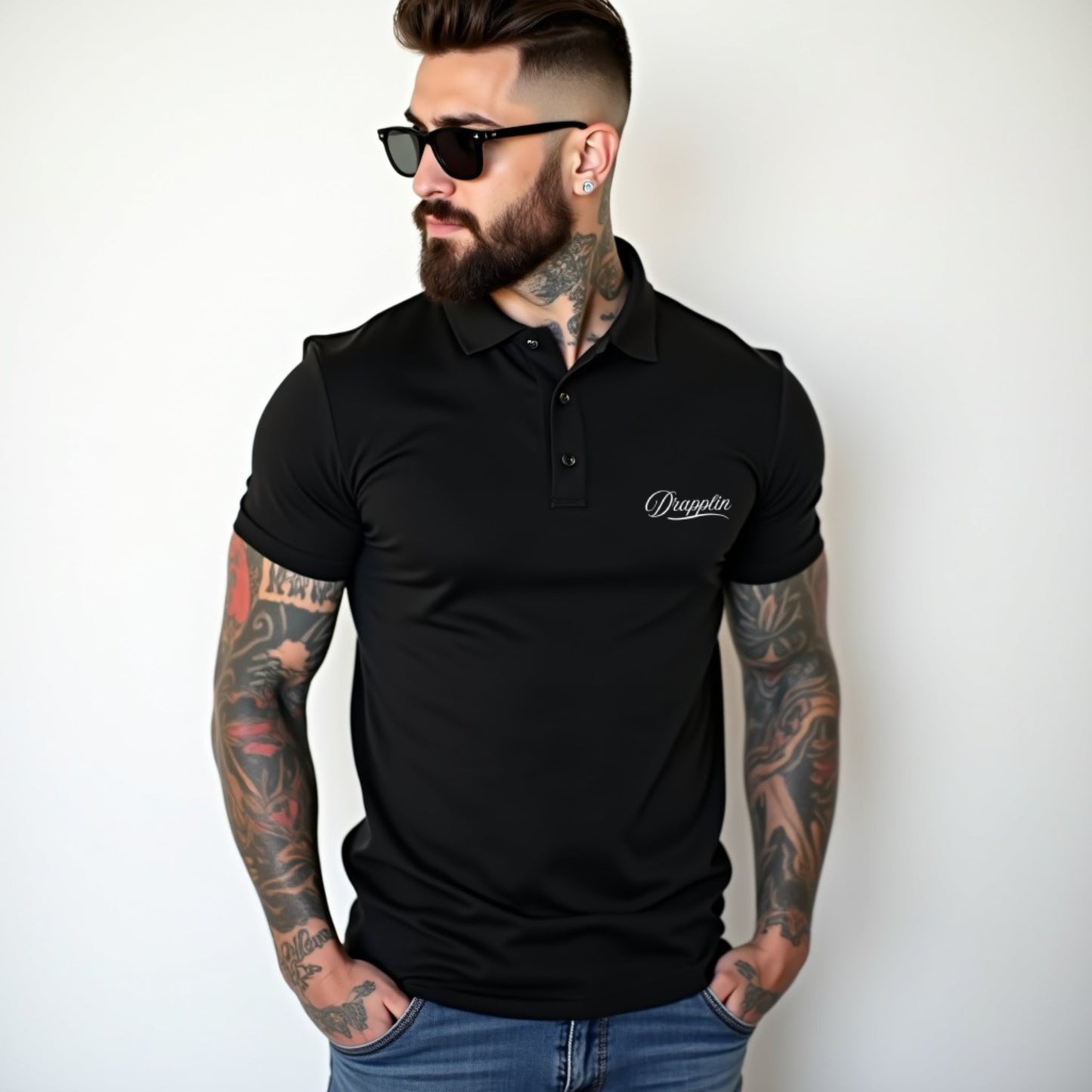 Drapplin Black Premium Polo Collar T-shirt