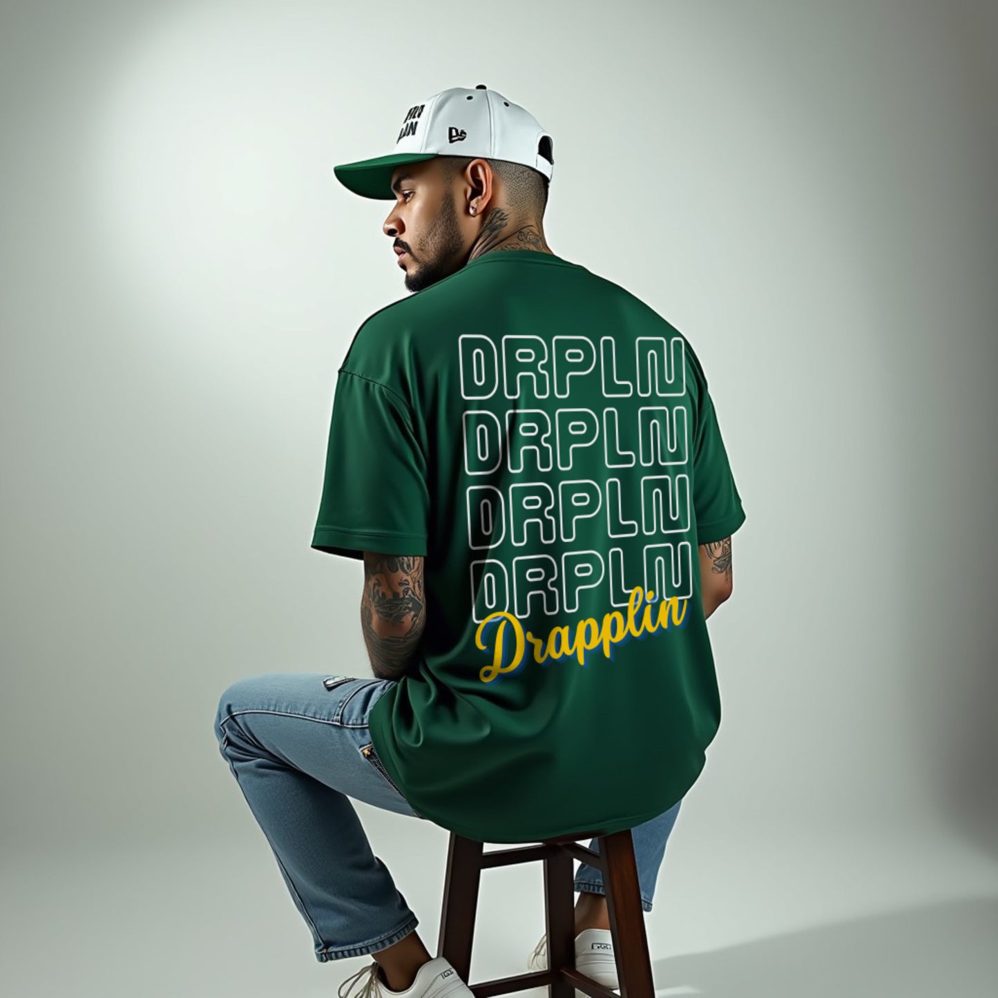 Adapt To Drapplin Bottle Green Premium Oversized Printed T-shirt