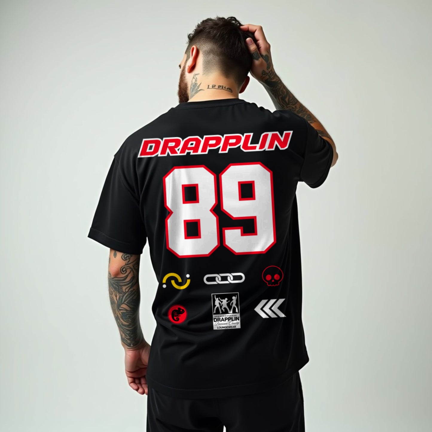 Drapplin Core Series: Heavyweight GSM Unisex Oversized Black Graphic T-shirt