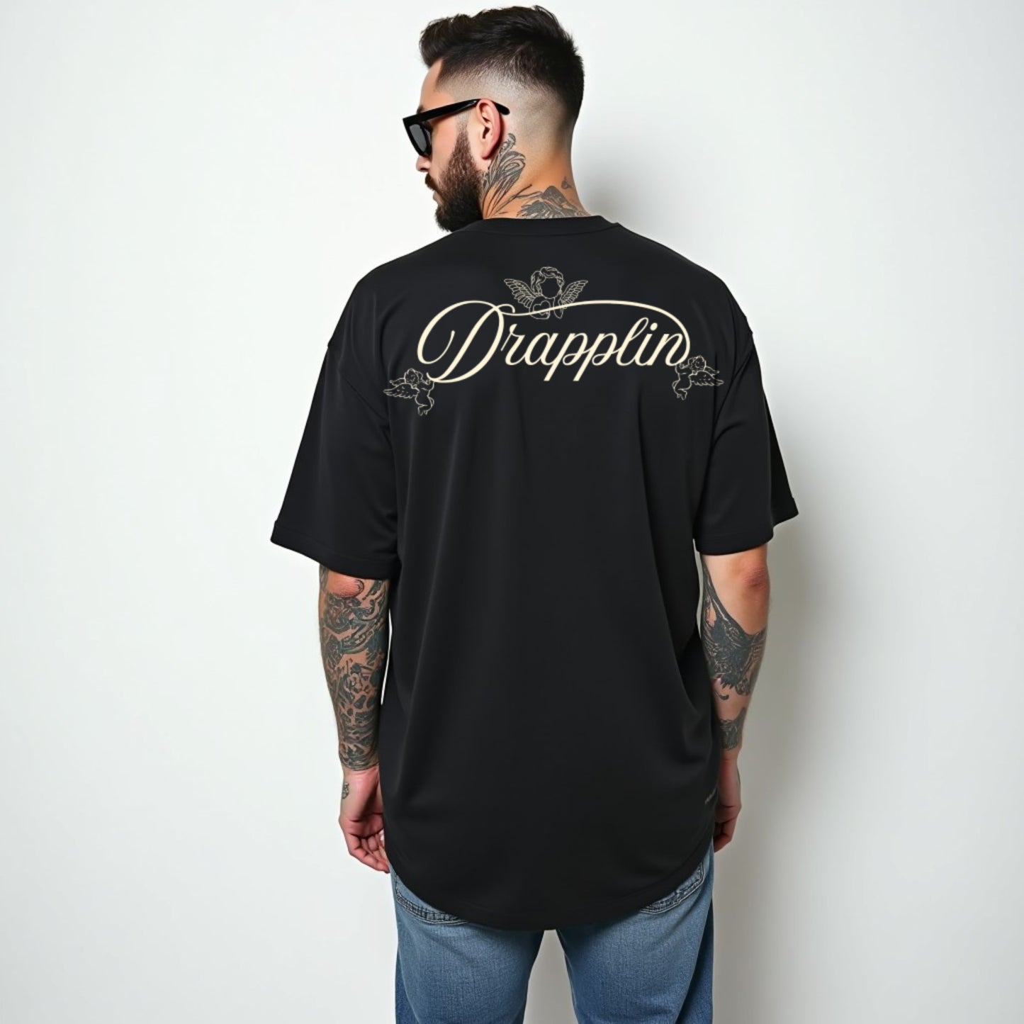 Drapplin Love Unisex Black Premium Oversized Printed T-shirt