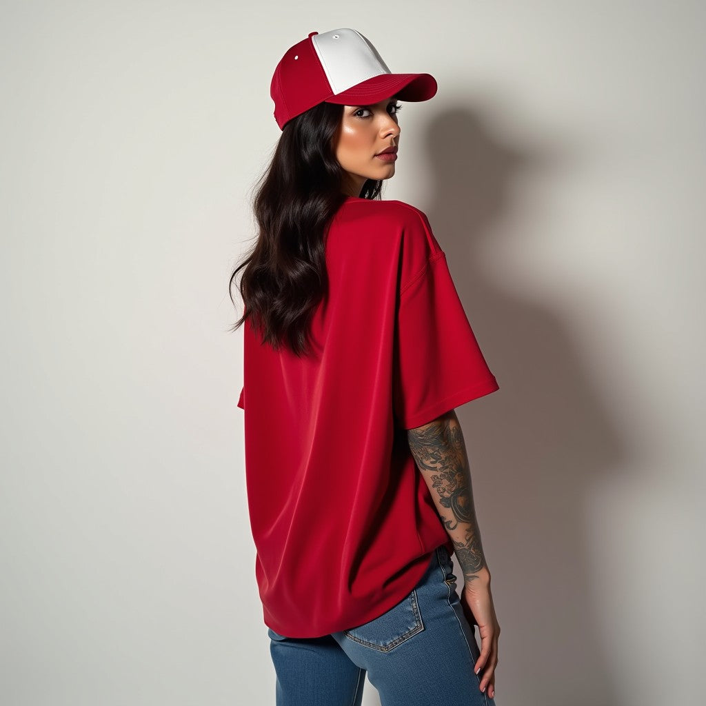 Drapplin Dance Red Oversized Printed T-shirt