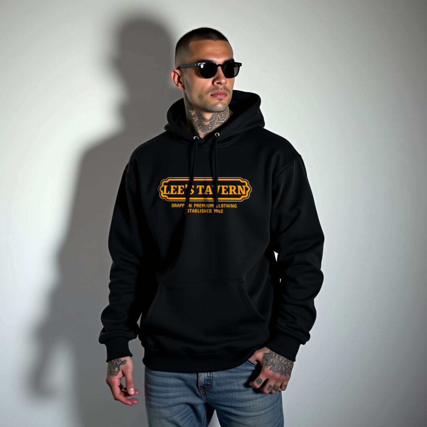 Tavern Unisex Regular Fit Black Printed Hoodie