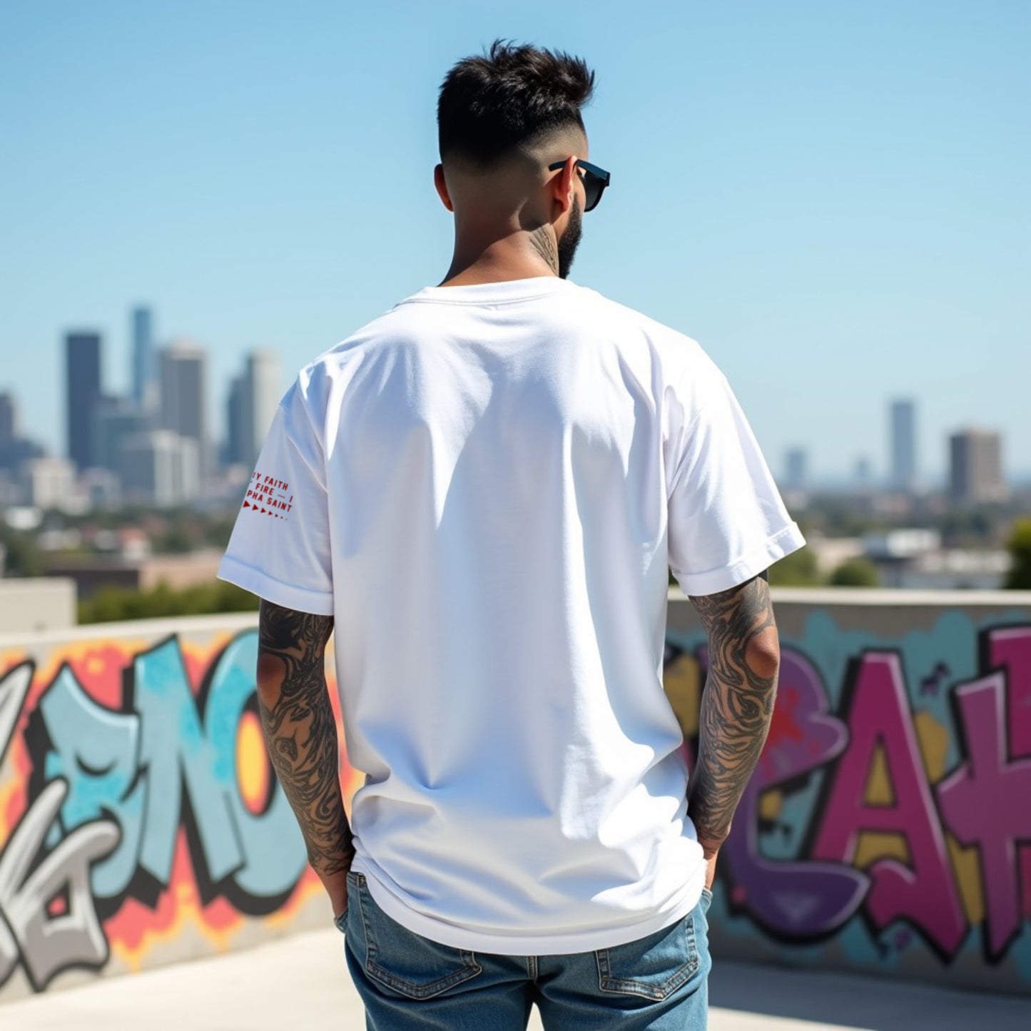 Saint Unisex White Premium Oversized Typographic Printed T-shirt