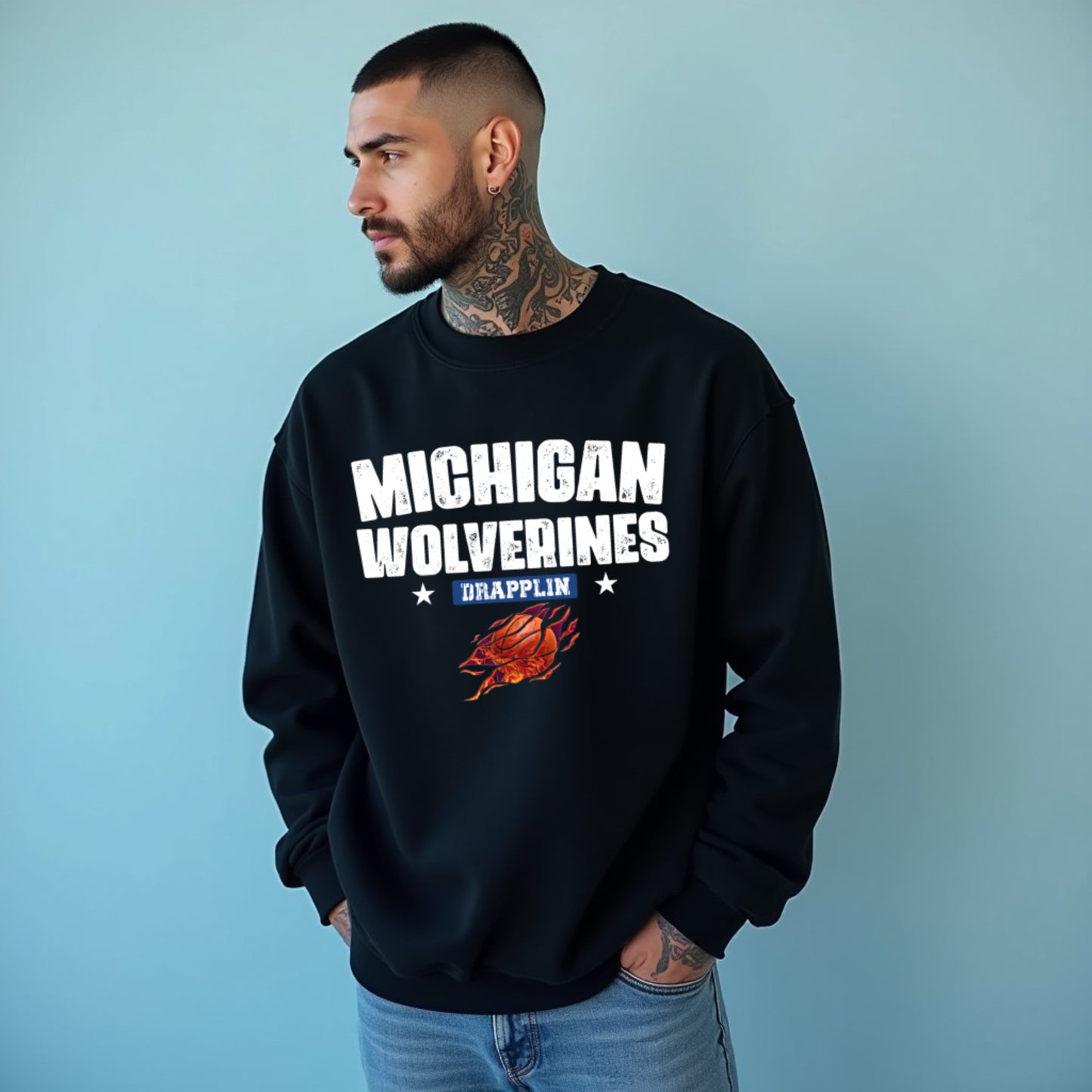 Michigan Unisex Black Premium Oversized Sweatshirt