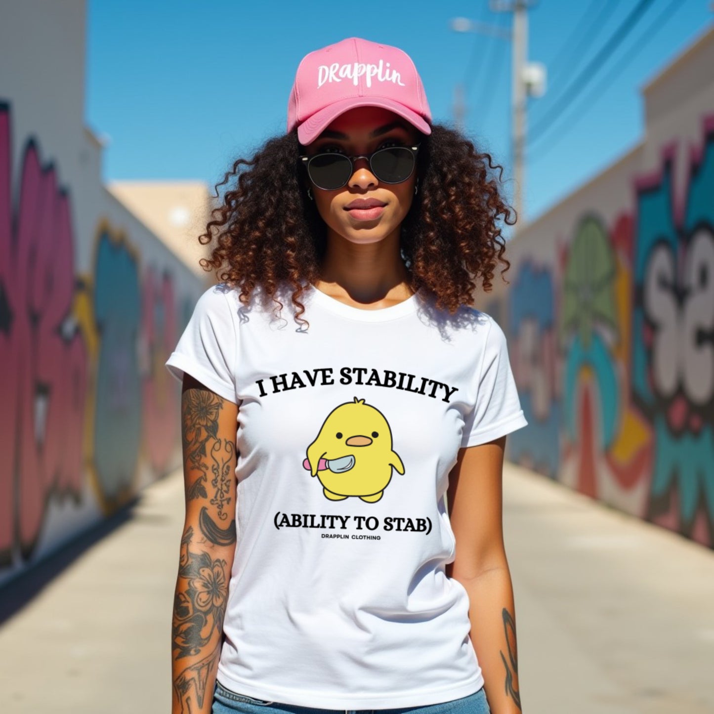 Stability Premium White Crew Neck Woman's Printed T-shirt
