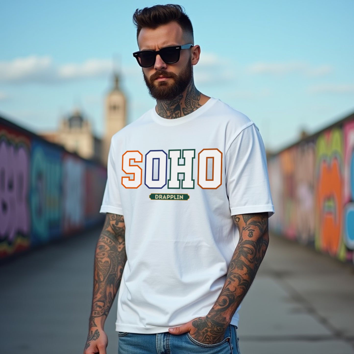 Soho Unisex White Premium Oversized Typographic Printed T-shirt