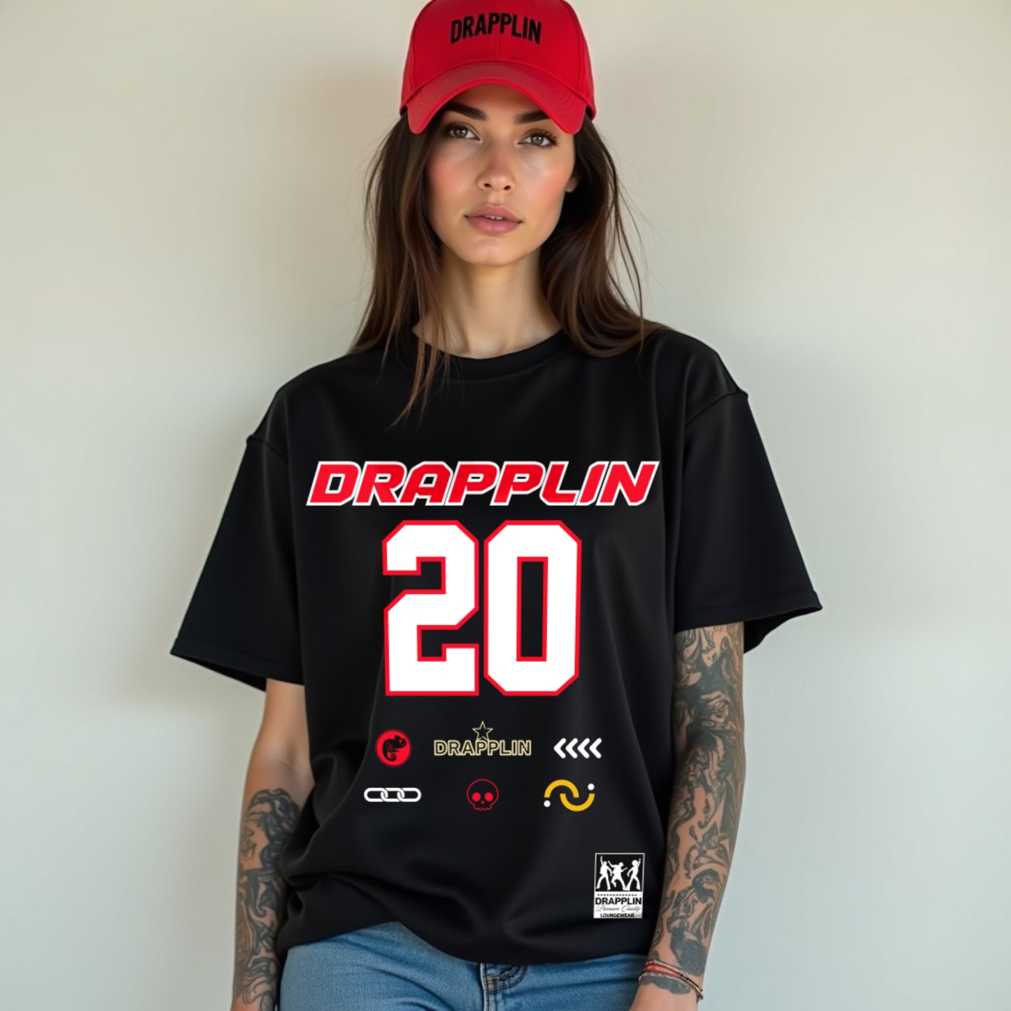 Drapplin Core Series: Heavyweight GSM Unisex Oversized Black Graphic T-shirt