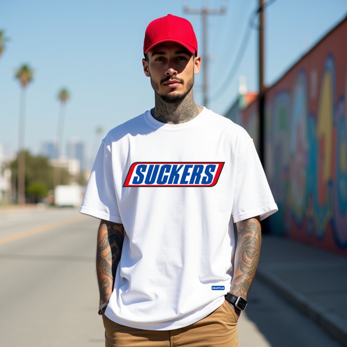 Suckers Premium Heavy Thread White Oversized Printed T-shirt