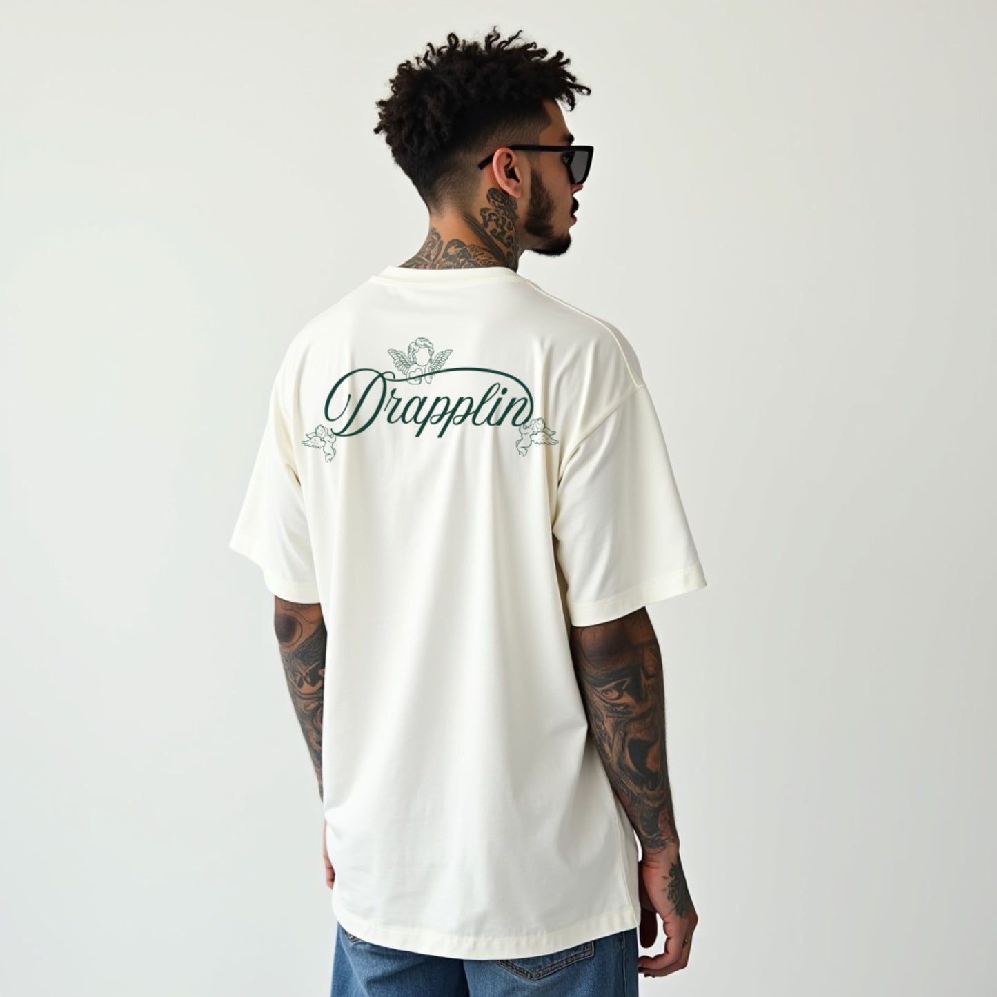 Drapplin Love Unisex Off White Premium Oversized Printed T-shirt