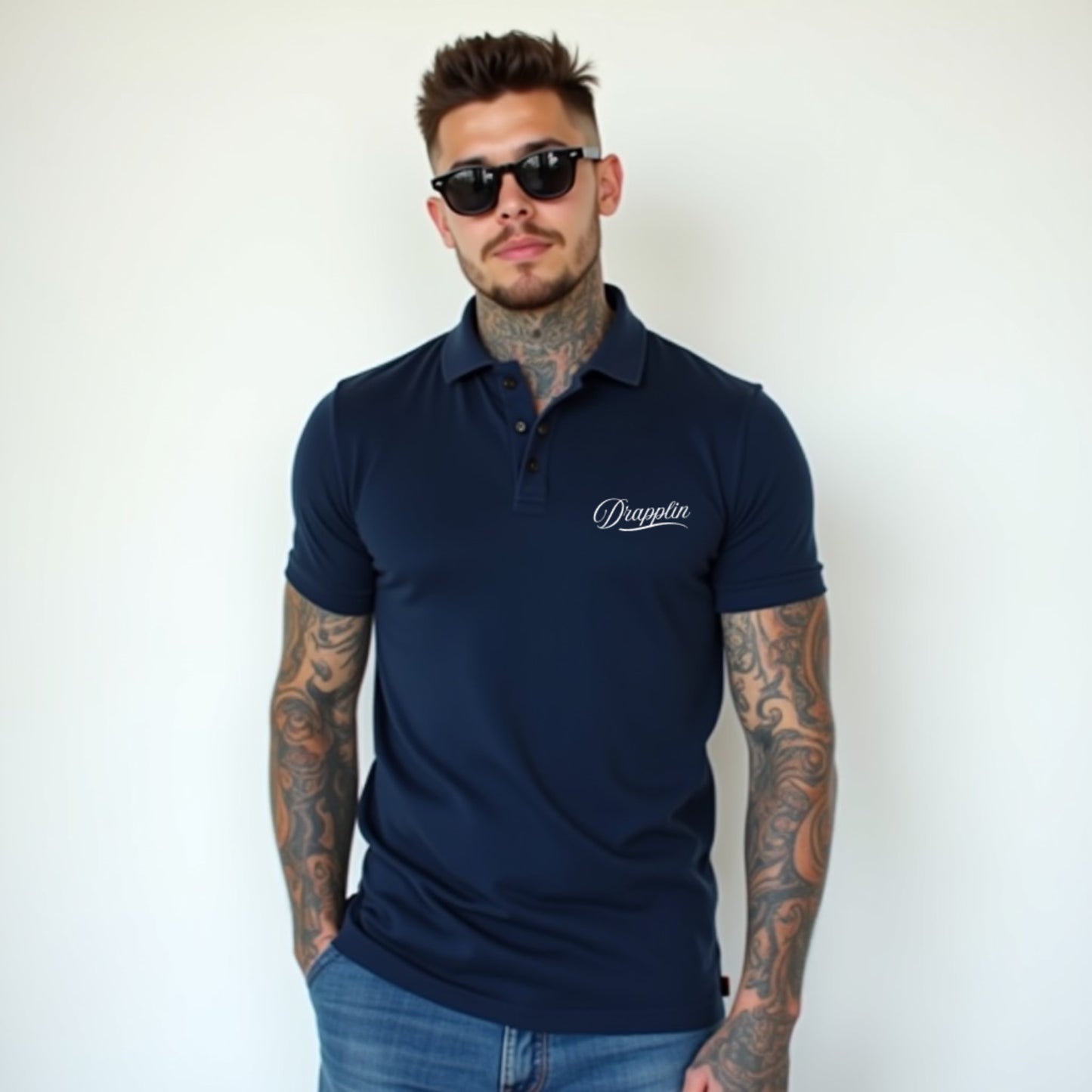 Drapplin Navy Blue Premium Polo Collar T-shirt