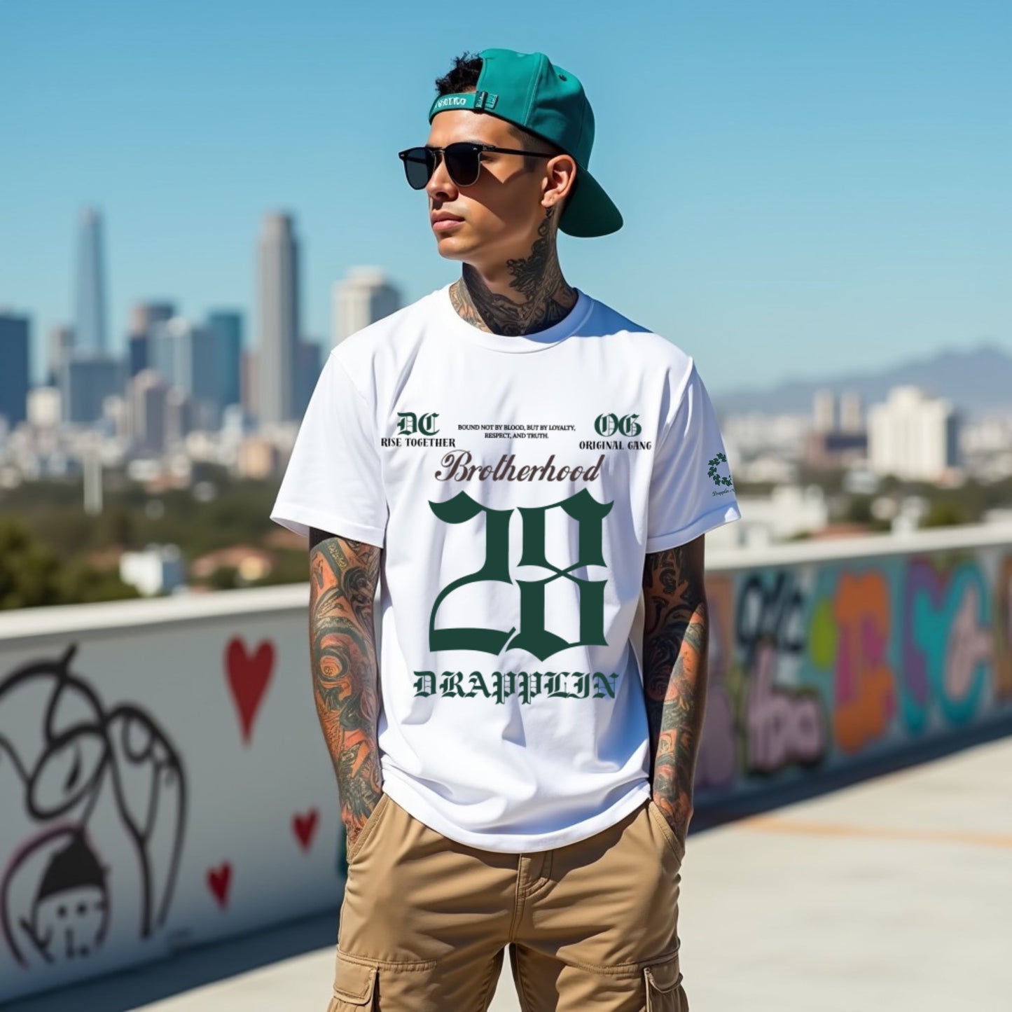 Brotherhood Unisex White Premium Oversized Printed T-shirt