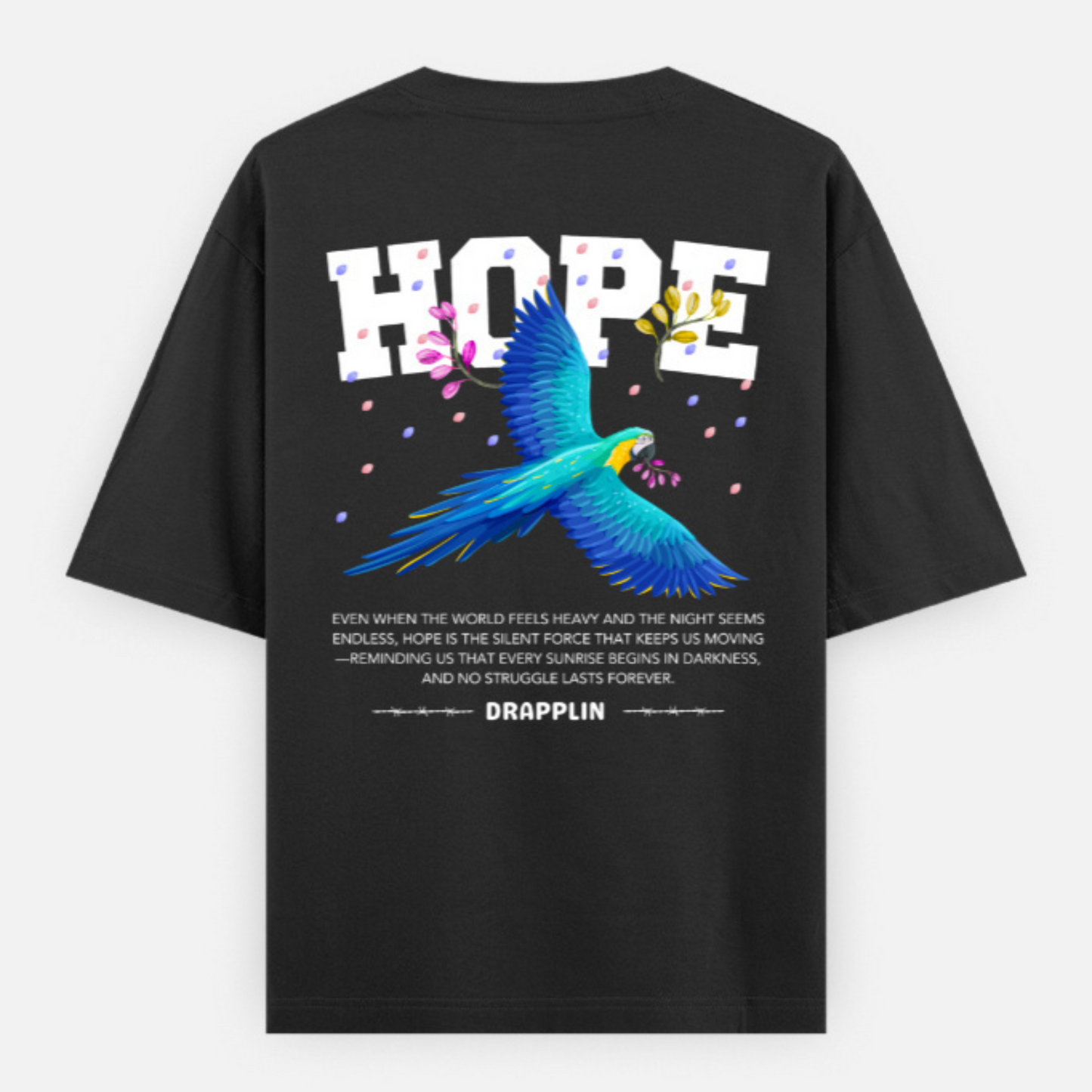 Hope Premium Black Oversized Off shoulder Printed T-shirt
