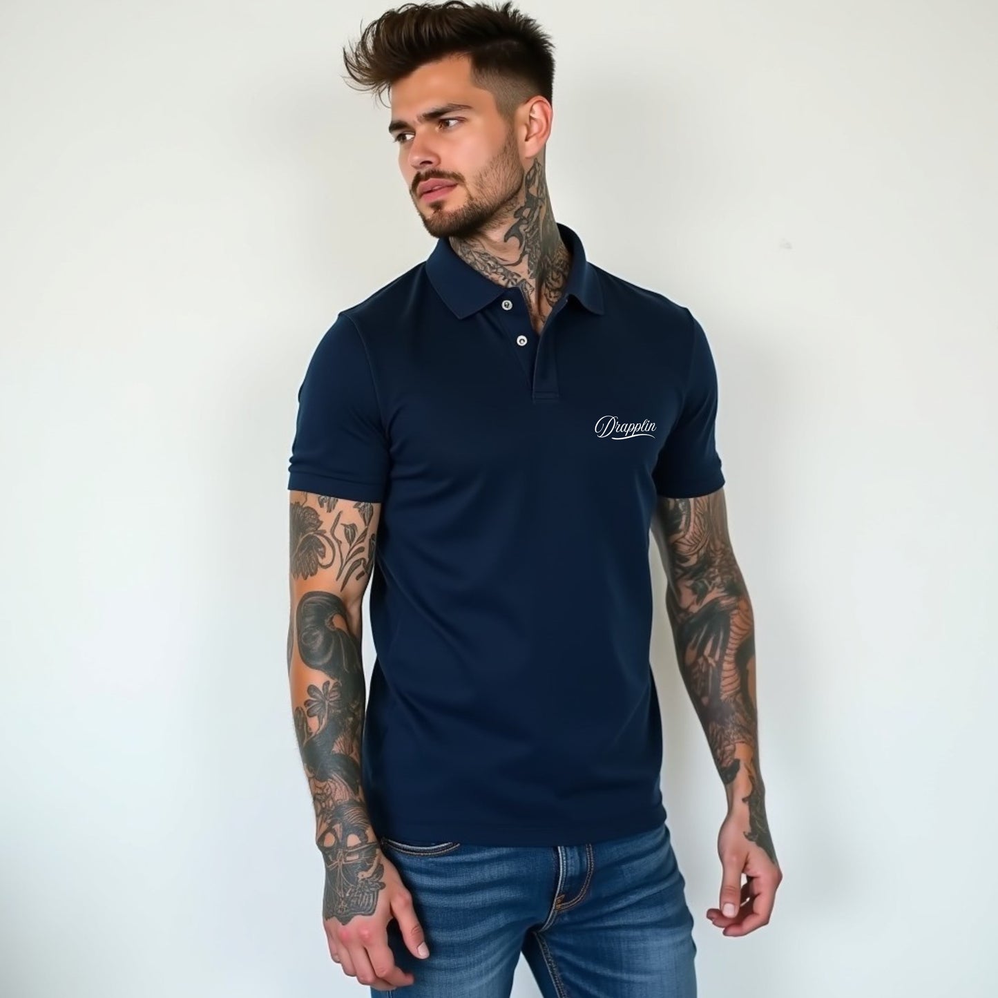 Drapplin Navy Blue Premium Polo Collar T-shirt
