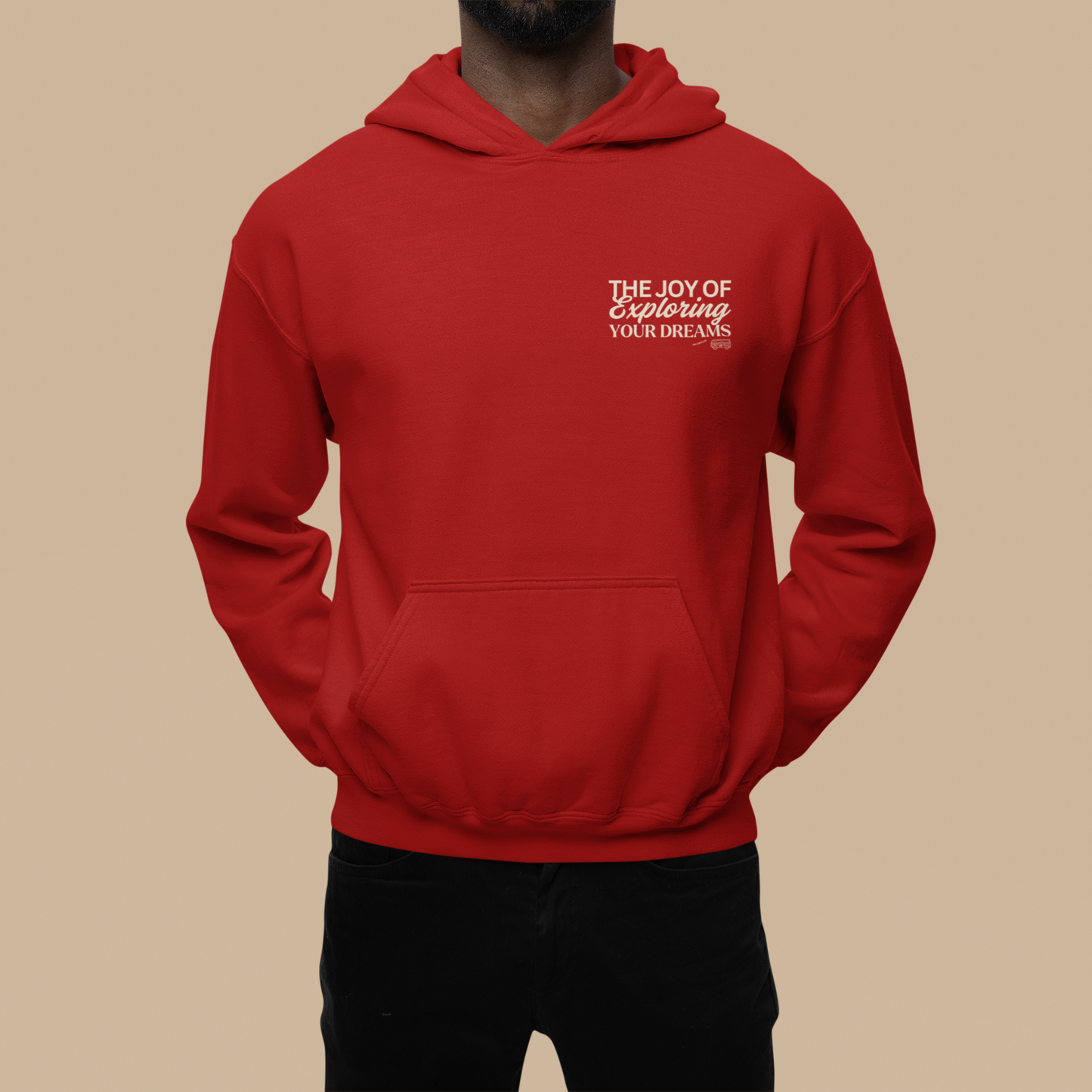 Exploring Red Regular Back Typographic Printed Hoodie