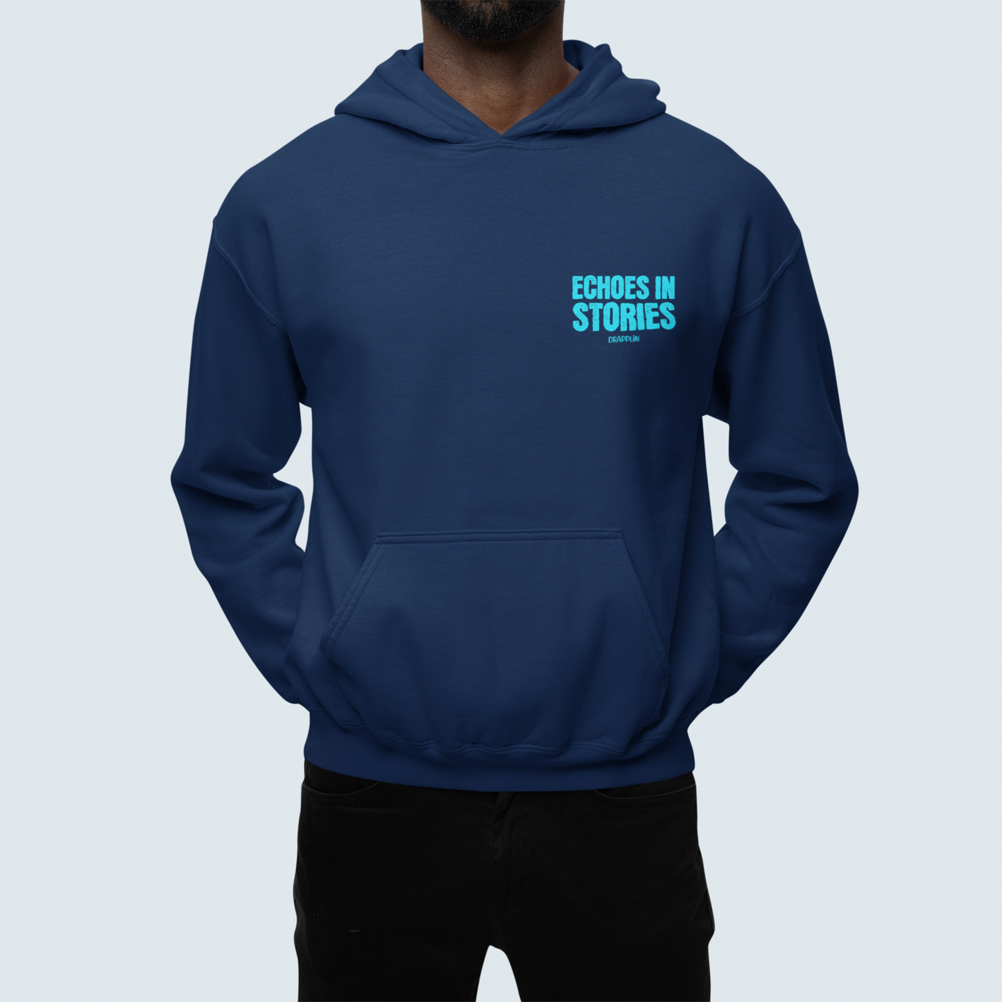 Echoes Navy Blue Regular Back Typographic Printed Hoodie