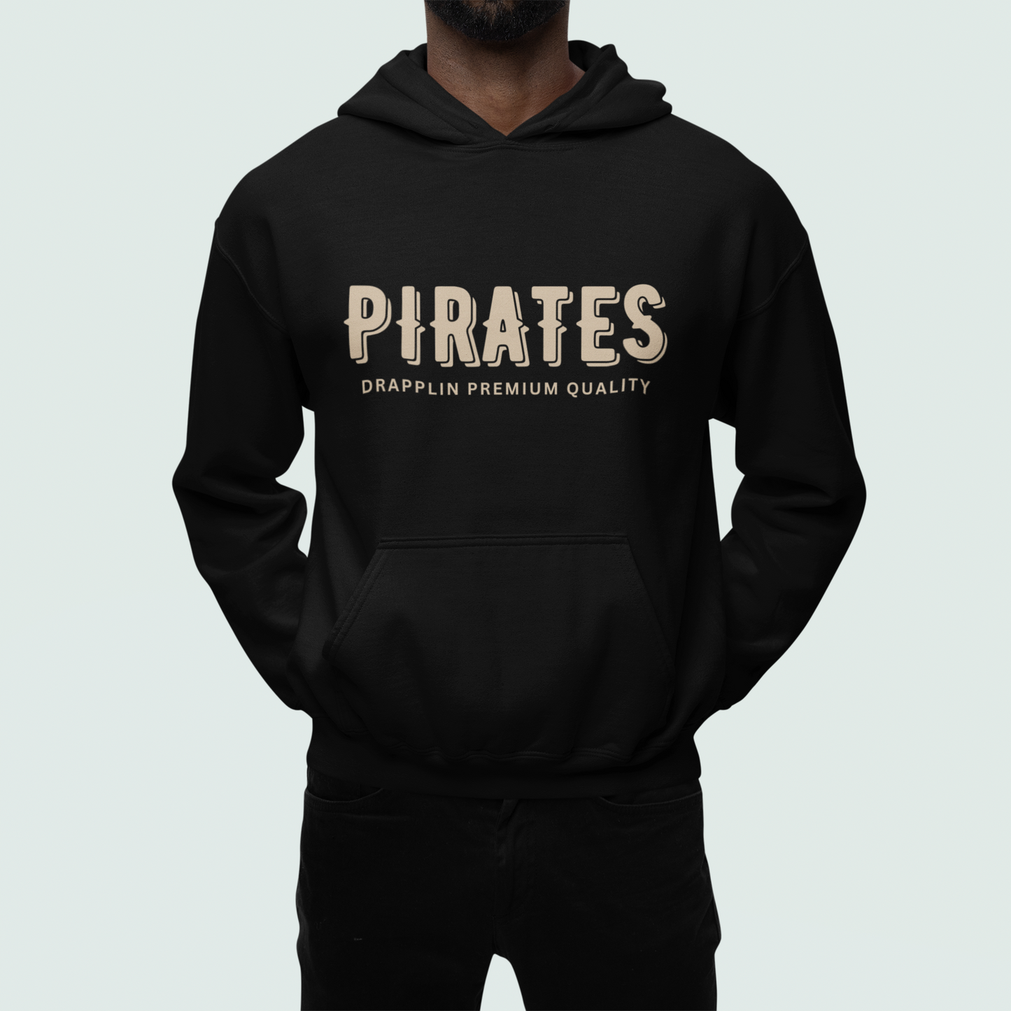Pirates Black Regular Back Typographic Printed Hoodie