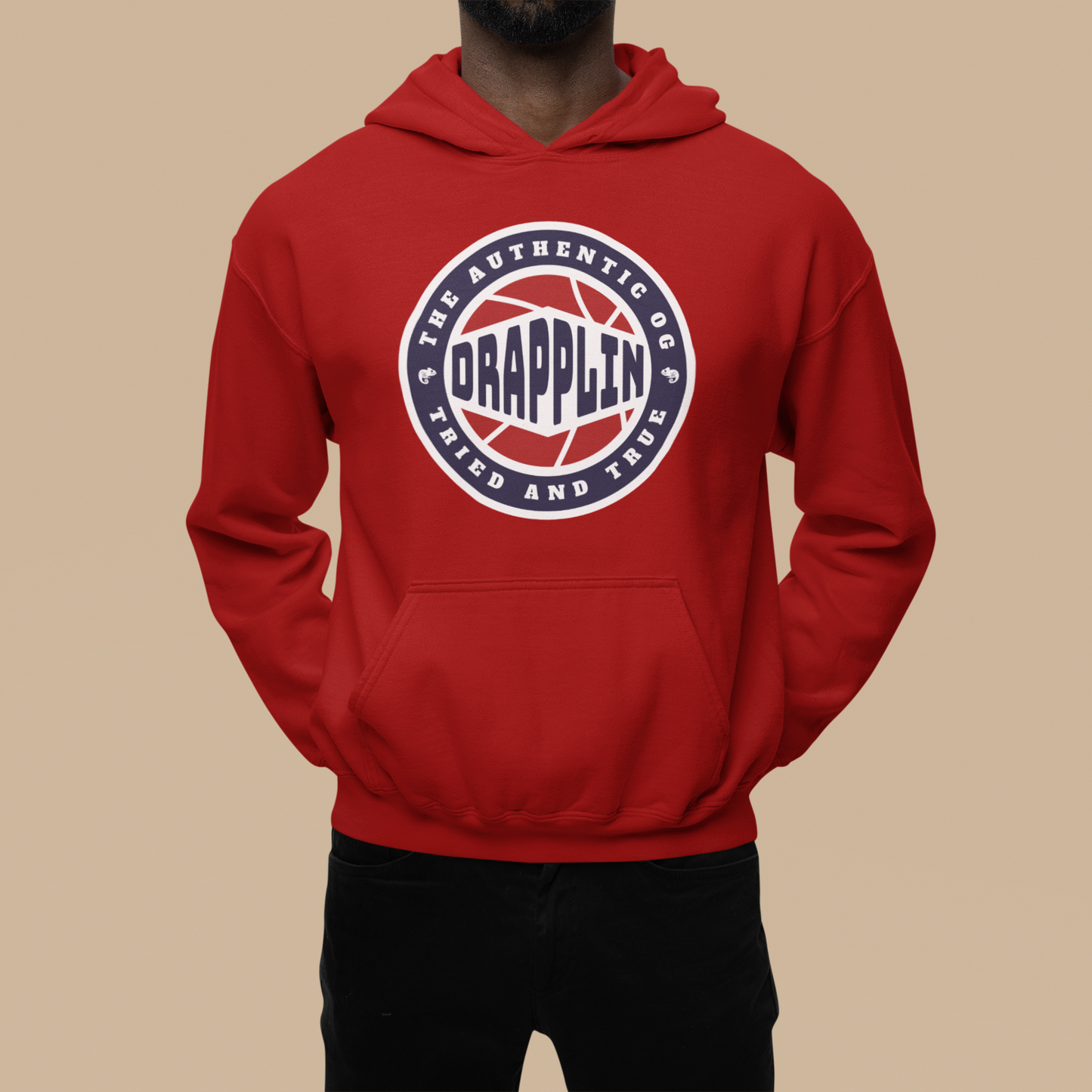 Drapplin Basketball Red Regular Typographic Printed Hoodie
