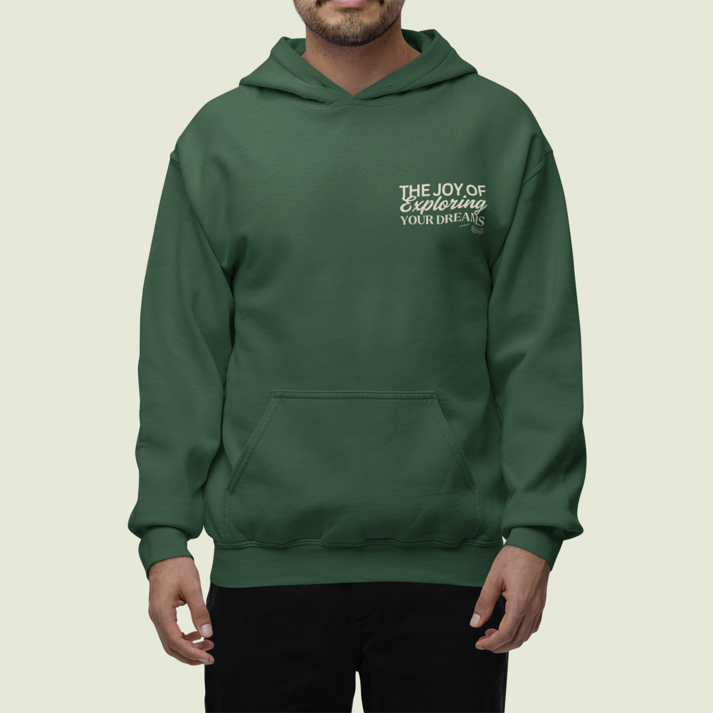 Exploring Forest Green Regular Back Typographic Printed Hoodie