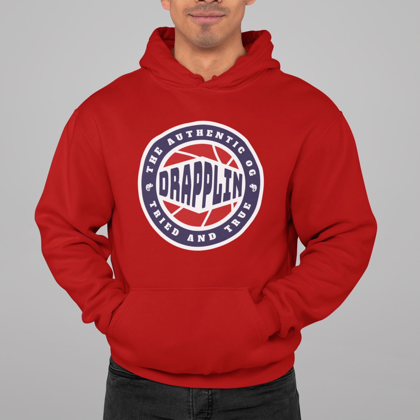 Drapplin Basketball Red Regular Typographic Printed Hoodie