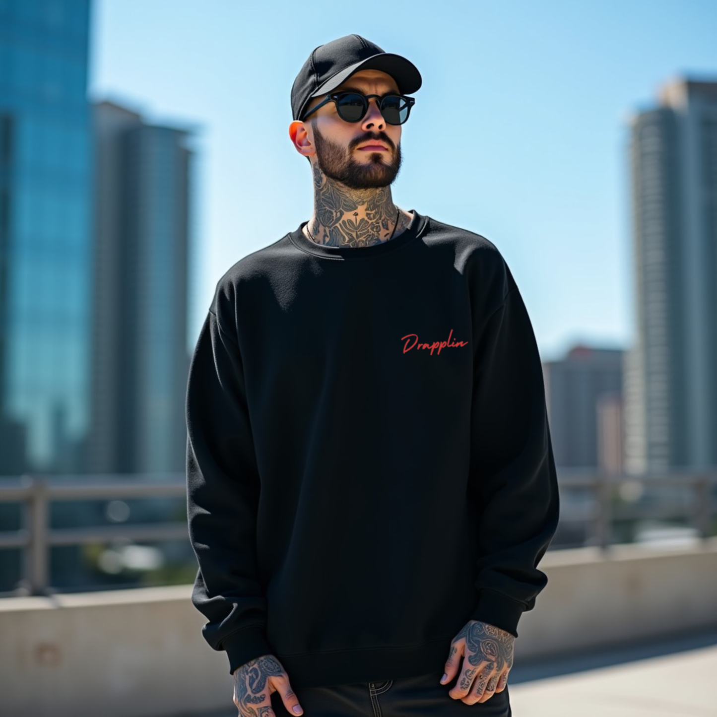 No Stress Black Oversized Back Typographic Printed Sweatshirt