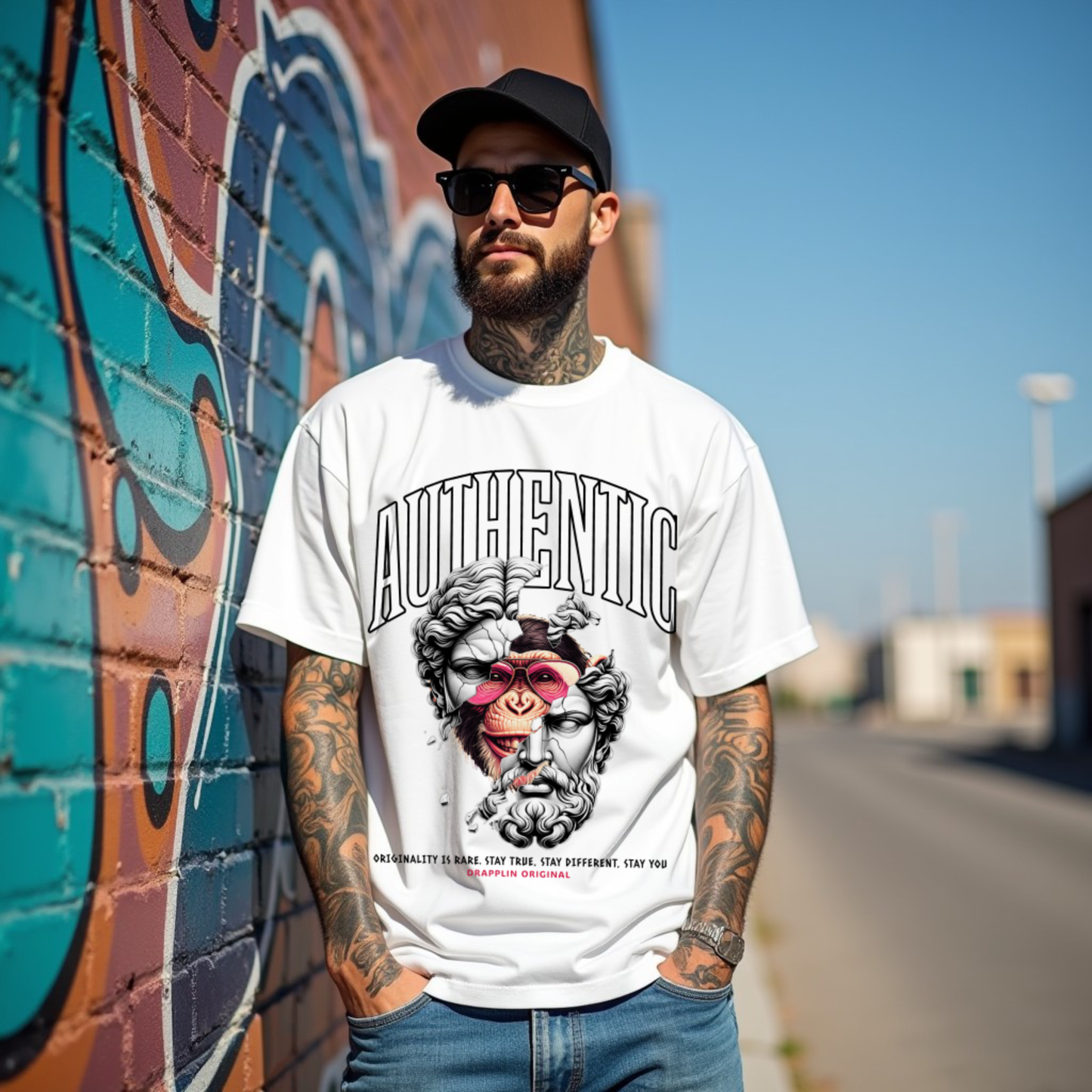 Authentic Premium White Oversized Printed T-shirt