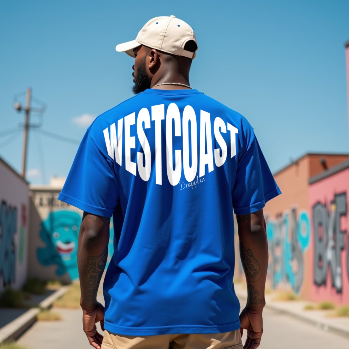 Westcoast Premium Royal Blue Oversized Typography Back Printed T-shirt