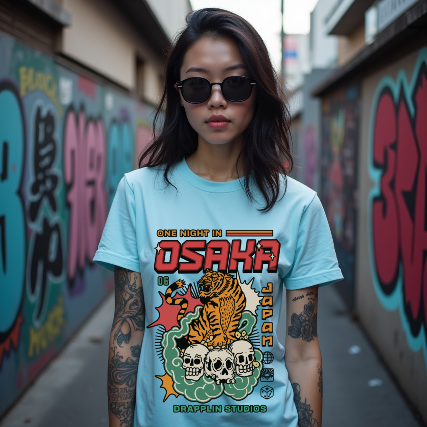 Osaka Unisex Baby Blue Relaxed Fit Printed T-shirt