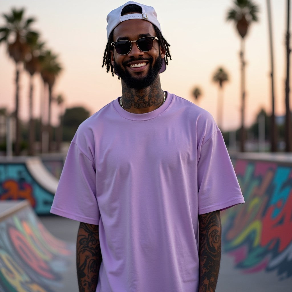 Premium Lavender Oversized Solid Plain T-shirt