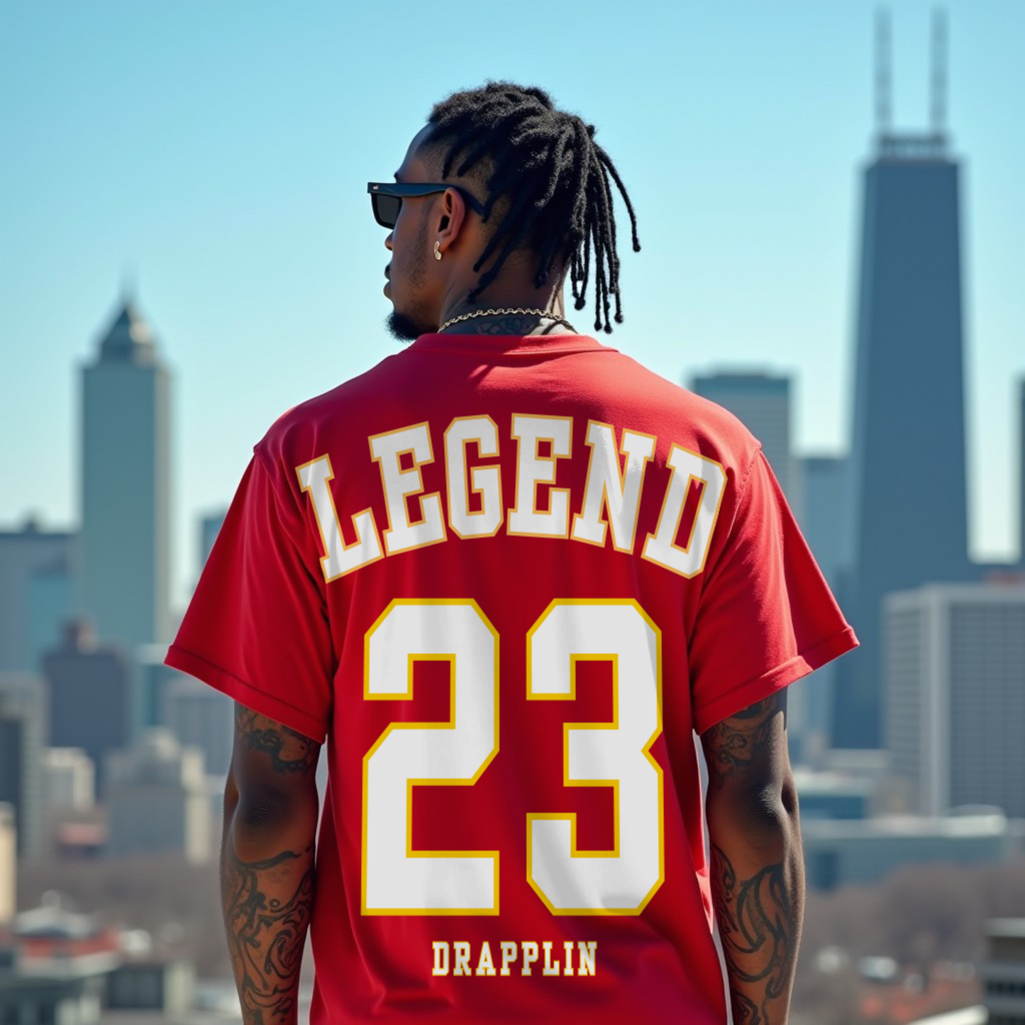 Legend Premium Red Oversized Typography Back Printed T-shirt