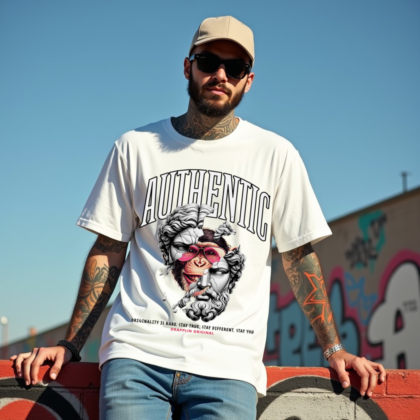 Authentic Premium White Oversized Printed T-shirt