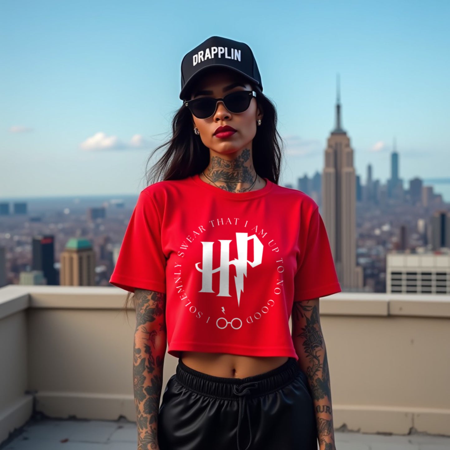 Women's Harry Potter Red Graphic Printed Crop Top T-shirt