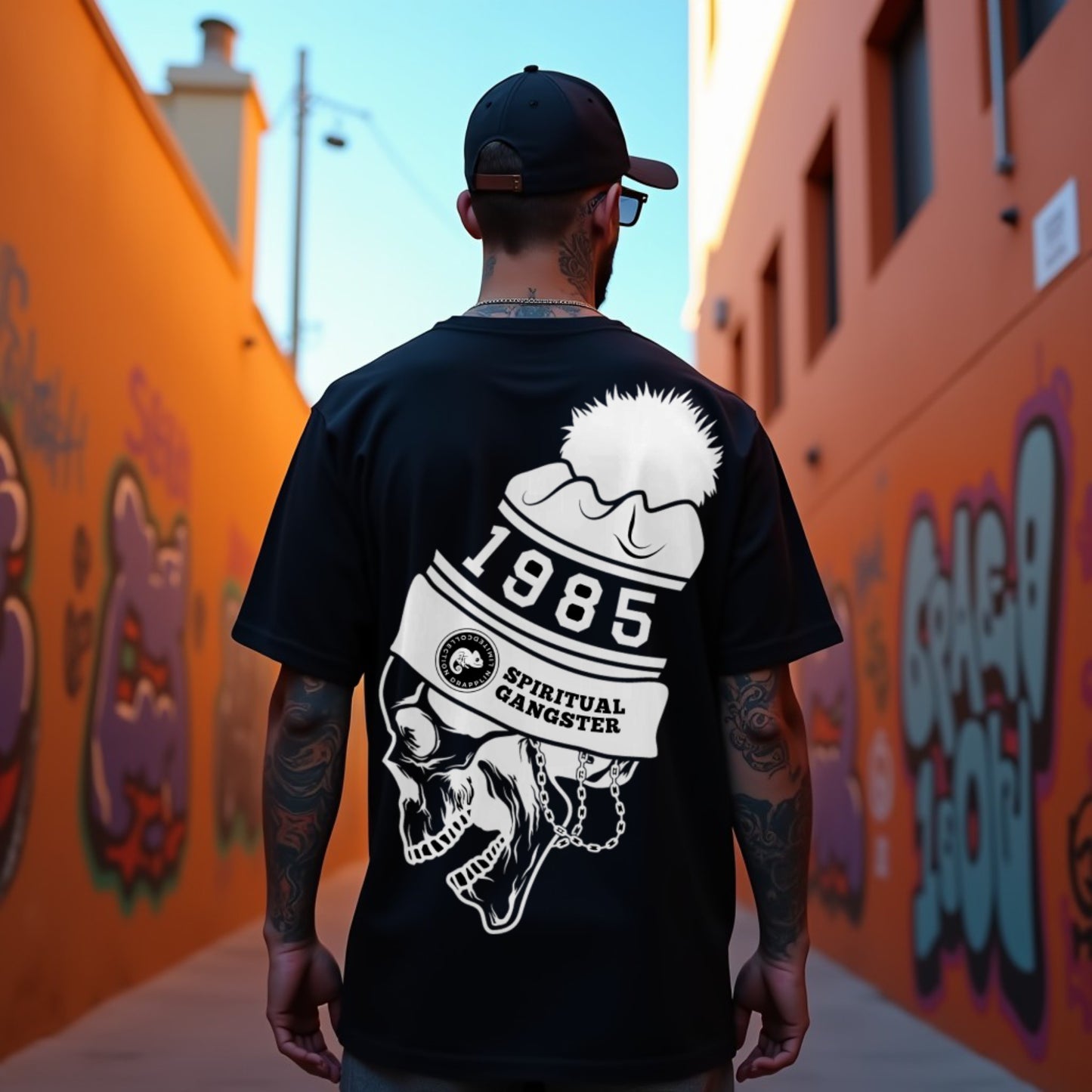 Spiritual Gangster Premium Black Oversized Typography Back Printed T-shirt