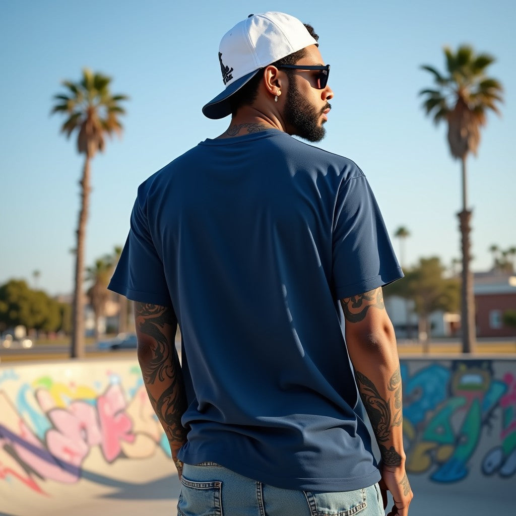 Premium Navy Blue Oversized Solid Plain T-shirt