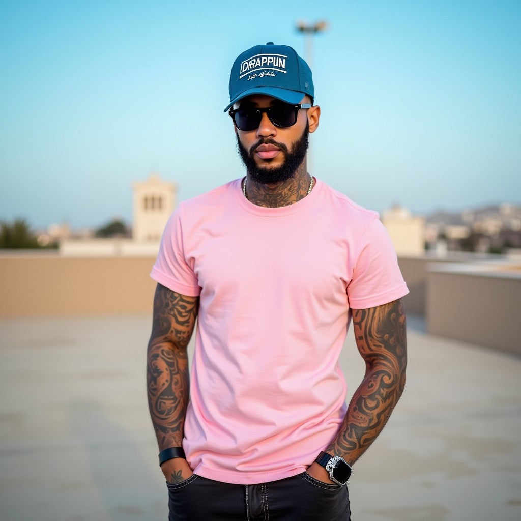 Premium Light Baby Pink Regular Crew Neck Solid Plain T-shirt