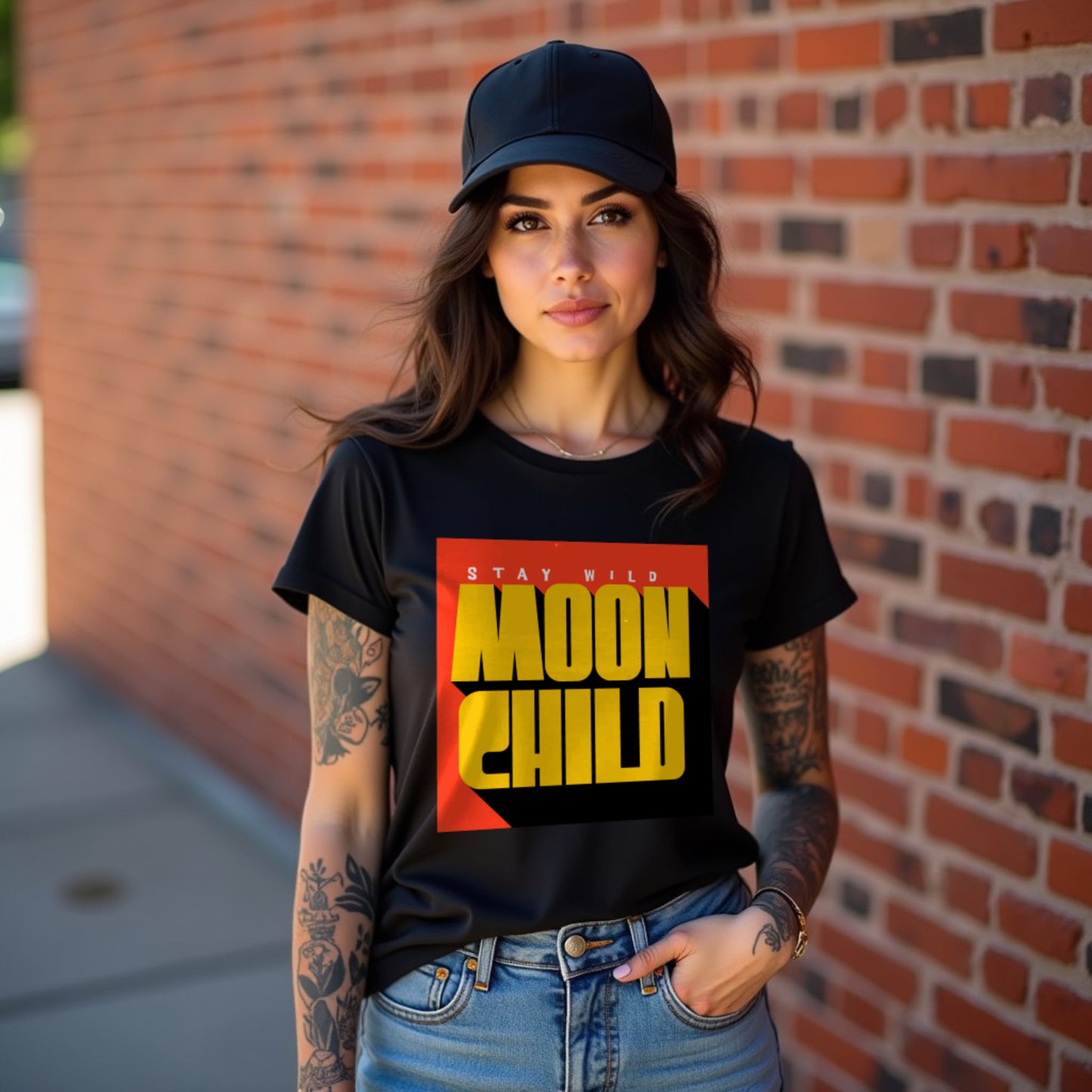 Moonchild Woman Black Relaxed Fit Printed T-shirt